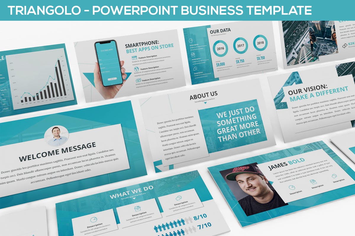 互联网创业项目推介上市路演16图库精选PPT模板 Triangolo – Powerpoint Business Template插图