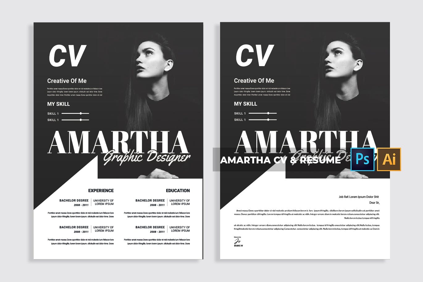 图形设计师/模特/时装设计师个人电子简历模板 Amartha | CV & Resume插图(1)