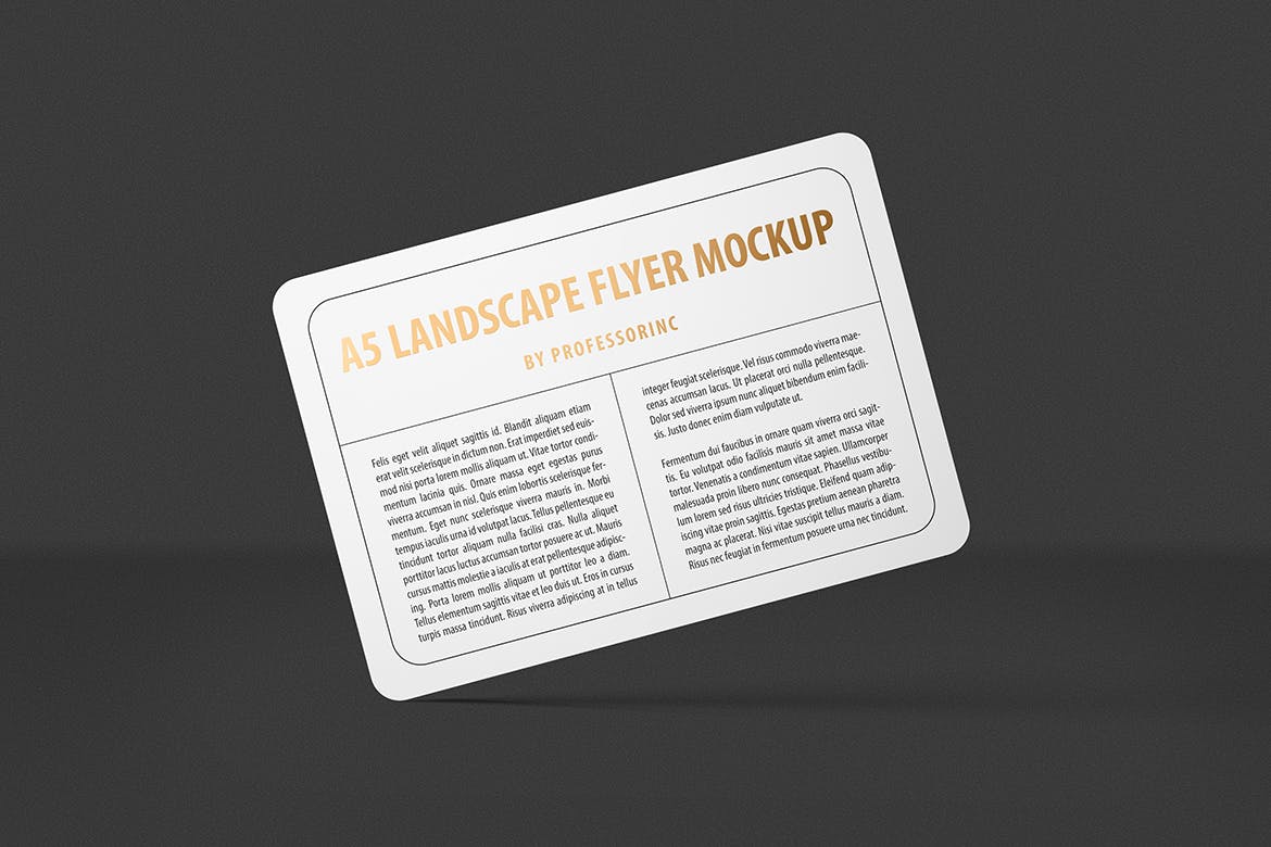 A5尺寸规格圆角宣传单印刷效果图样机素材库精选 A5 Landscape Round Corner Flyer Mockup插图(7)