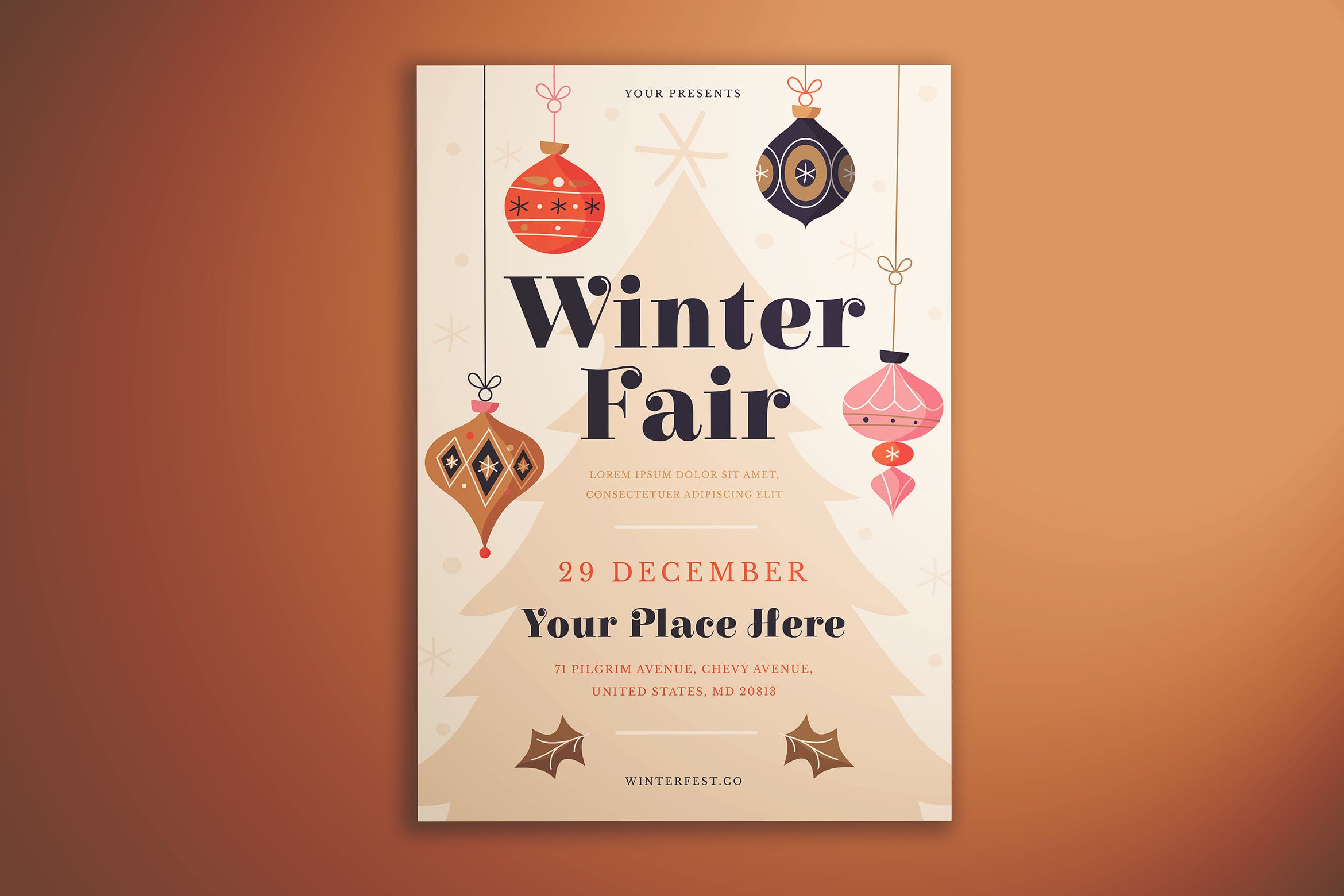 冬季博览会传单设计模板 Winter Fair Flyer插图