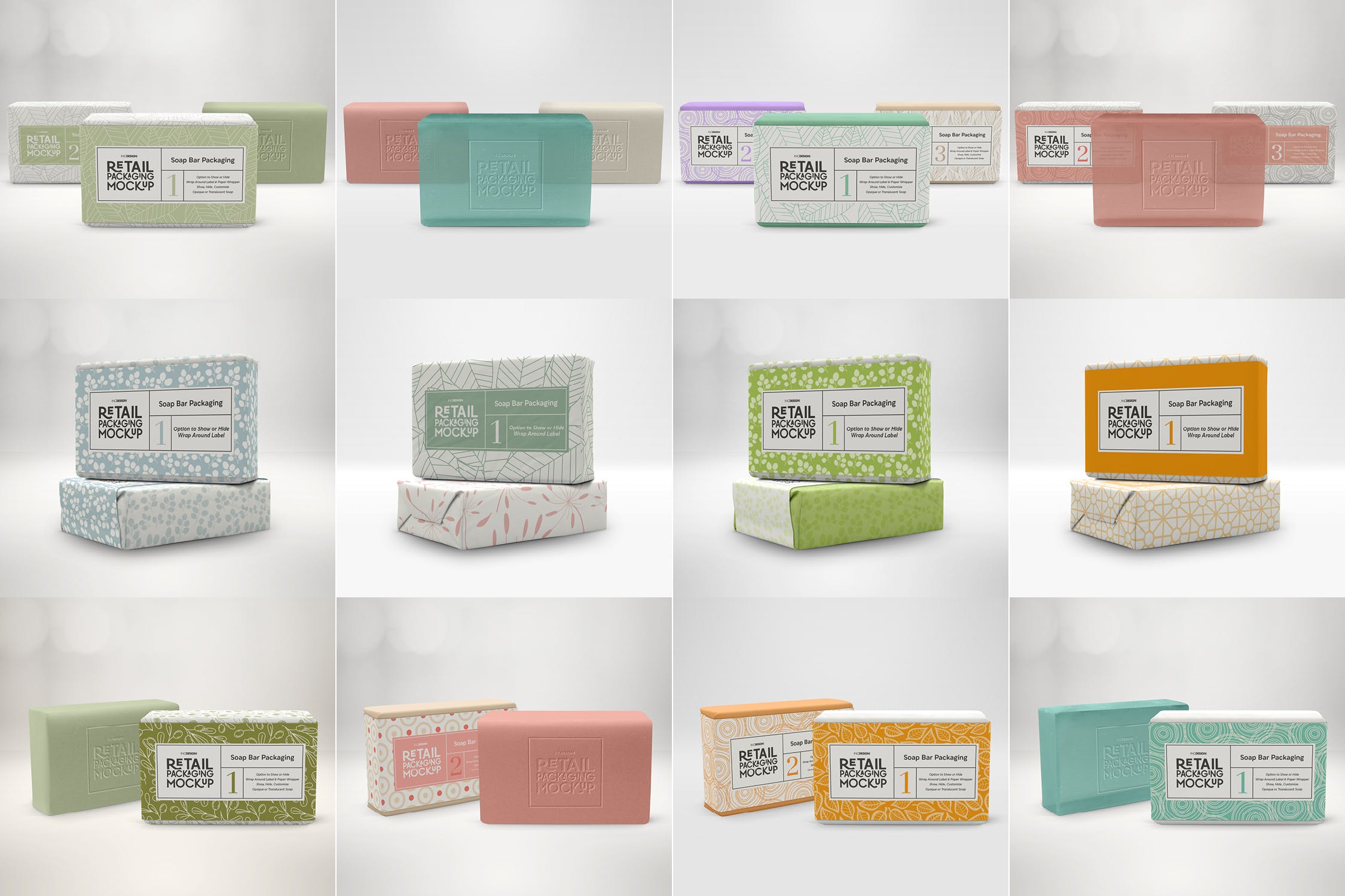 肥皂包装纸袋设计效果图非凡图库精选 Retail Soap Bar Packaging Mockup插图(3)
