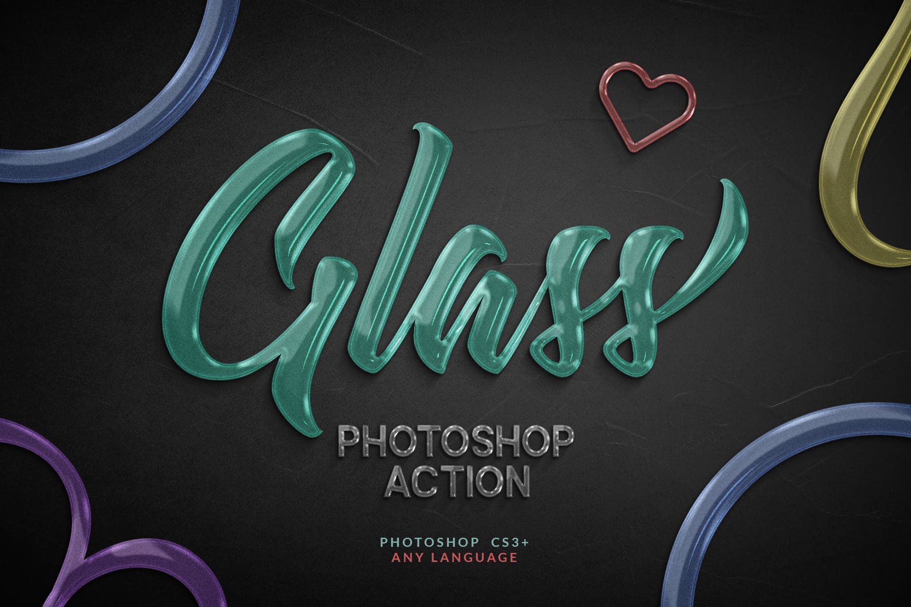 一键生成创意玻璃文字16设计素材网精选PS动作 Glass Photoshop Action插图