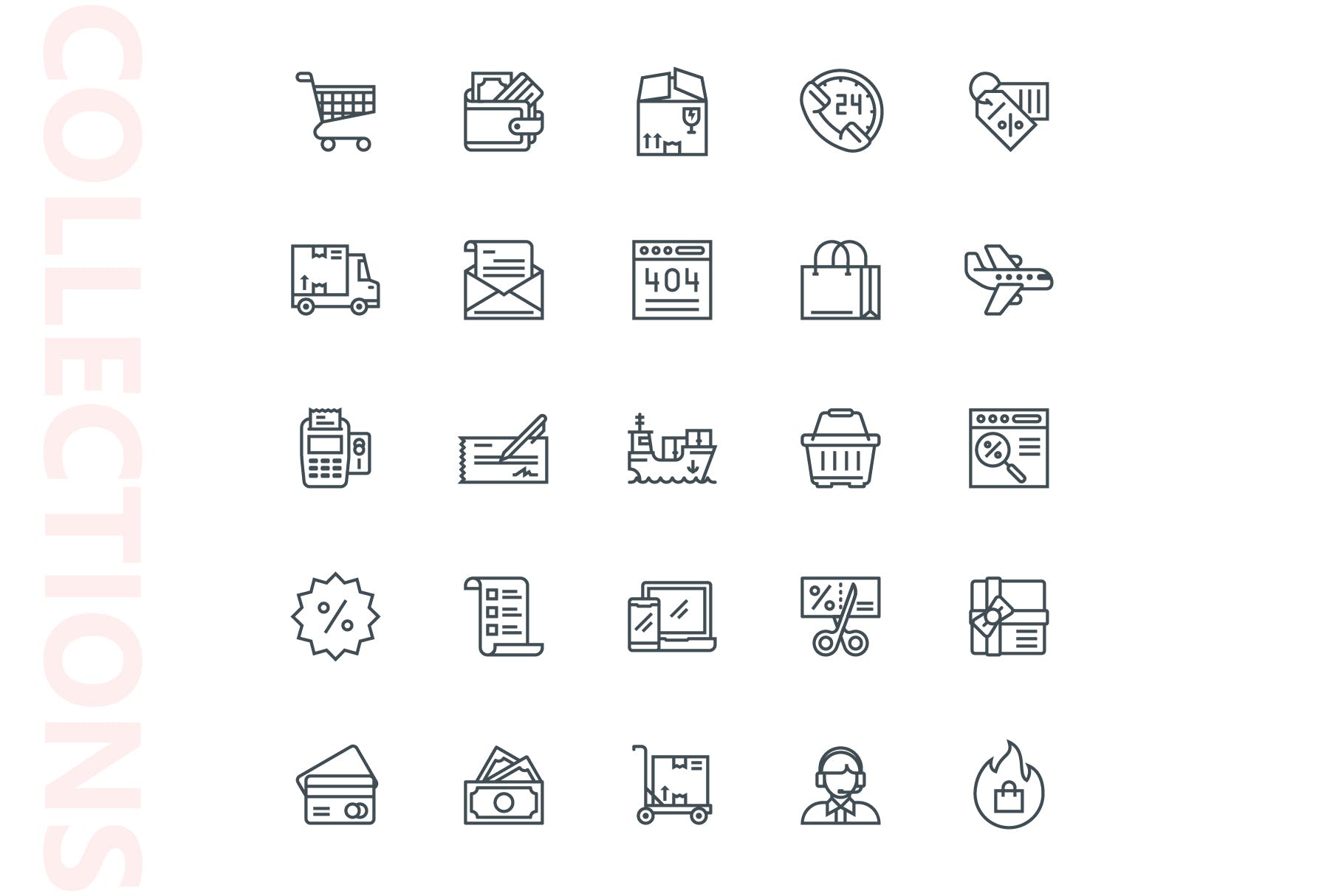 25枚网上购物电子商务矢量线性16素材精选图标v1 Shopping E-Commerce Line Icons插图(3)