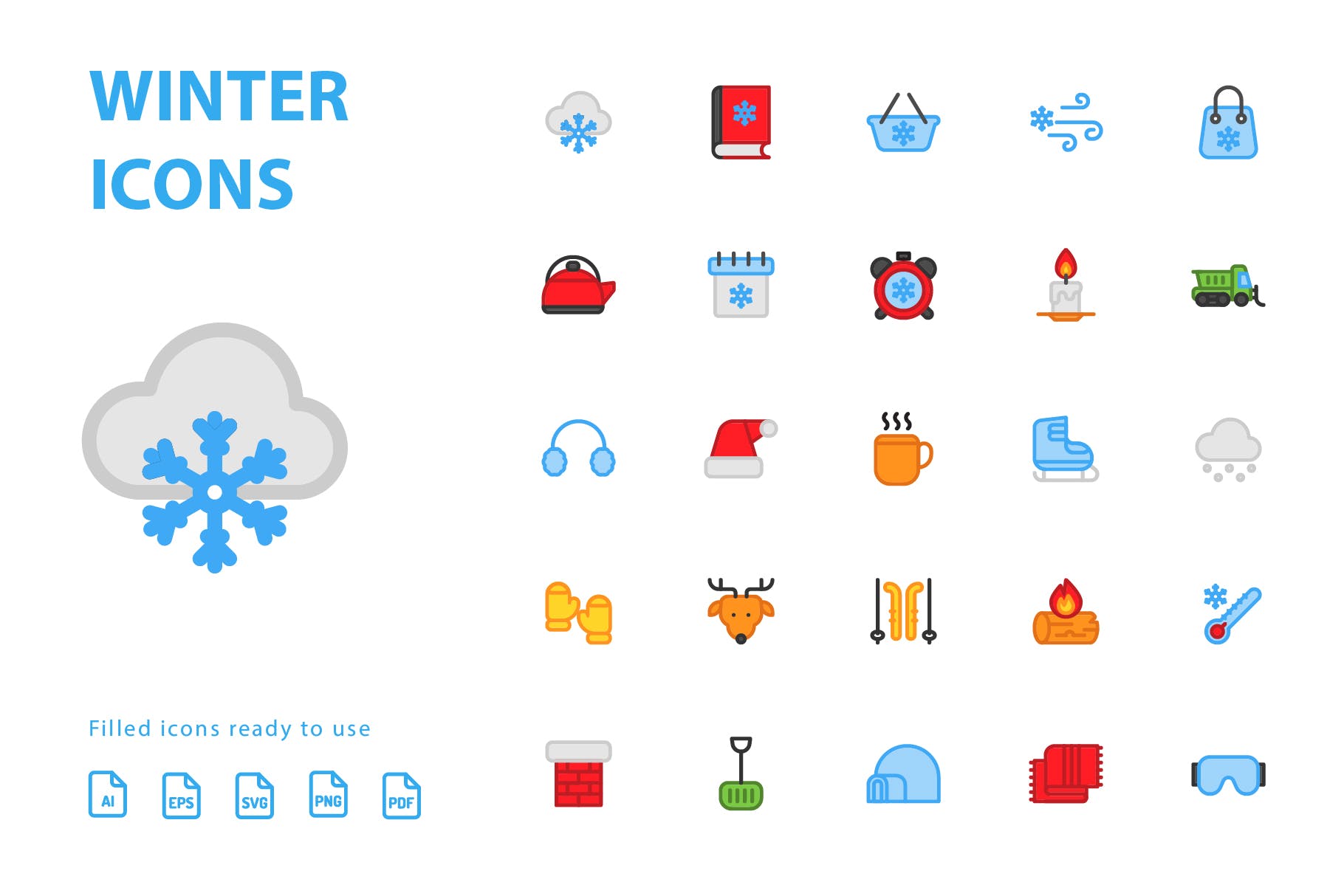 25枚冬天主题矢量填充16图库精选图标v2 Winter Filled Icons插图(2)