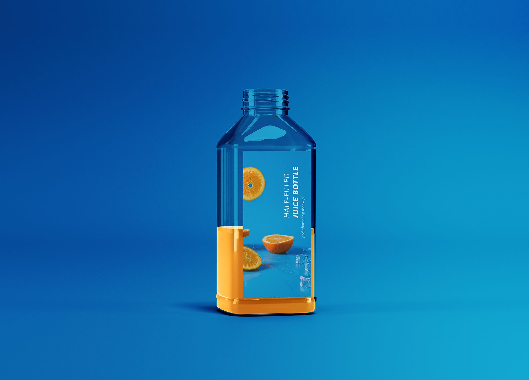 半罐透明塑料果汁瓶外观设计展示素材库精选 Half-filled Juice Bottle Mockup插图