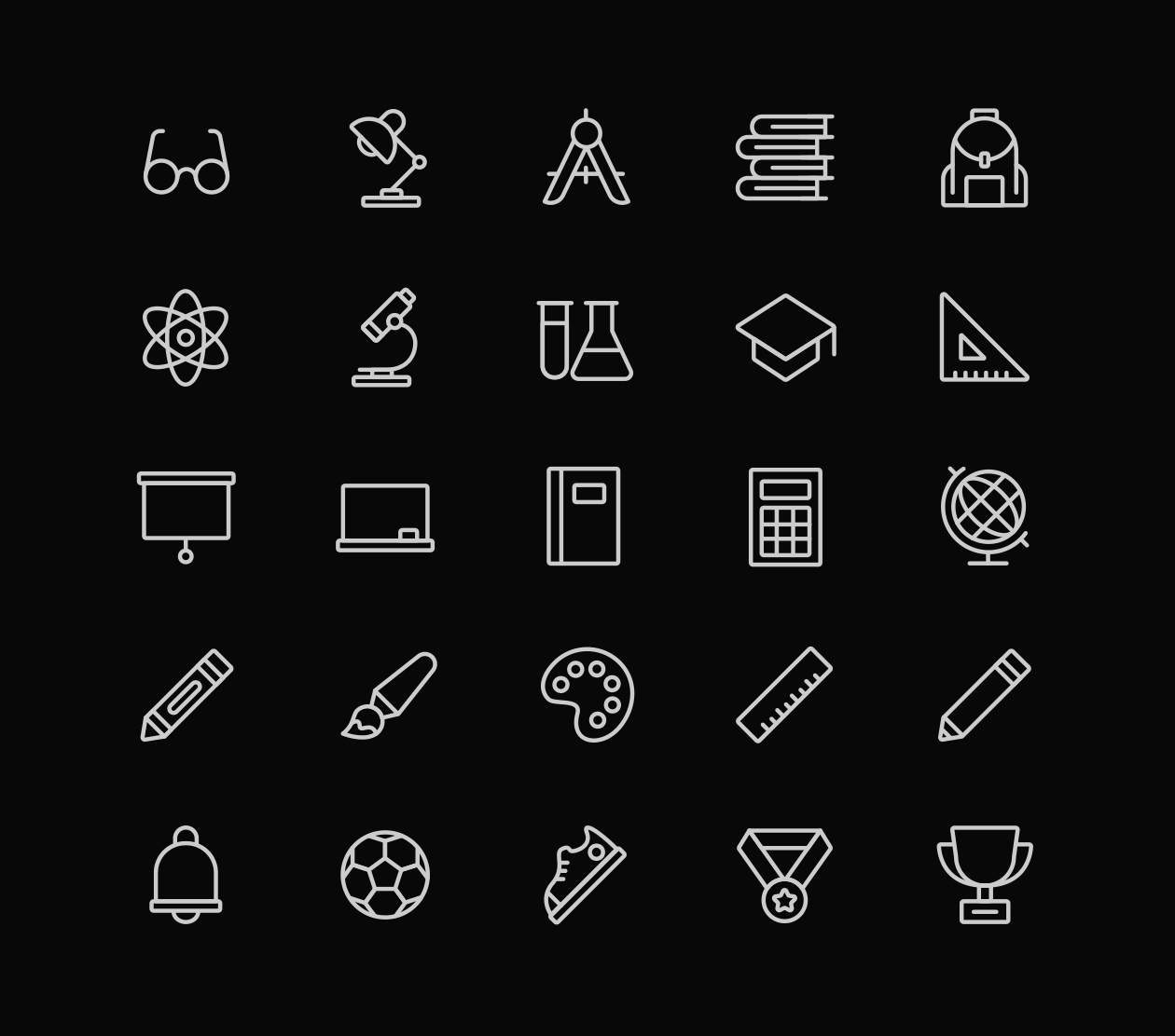 学校教育主题矢量线性素材库精选图标 Vector School Line Icons插图(2)