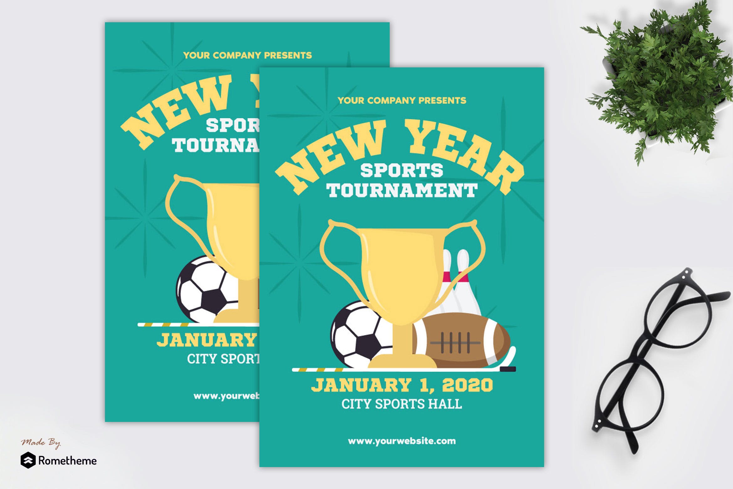 新年运动会活动海报传单素材库精选PSD模板 New Year Sports Tournament – Flyer GR插图