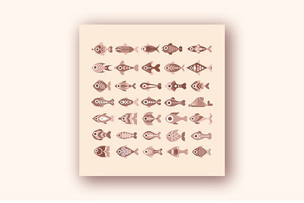 各种鱼类矢量16设计素材网精选图标素材 Fish vector icon set (3 options)插图(1)