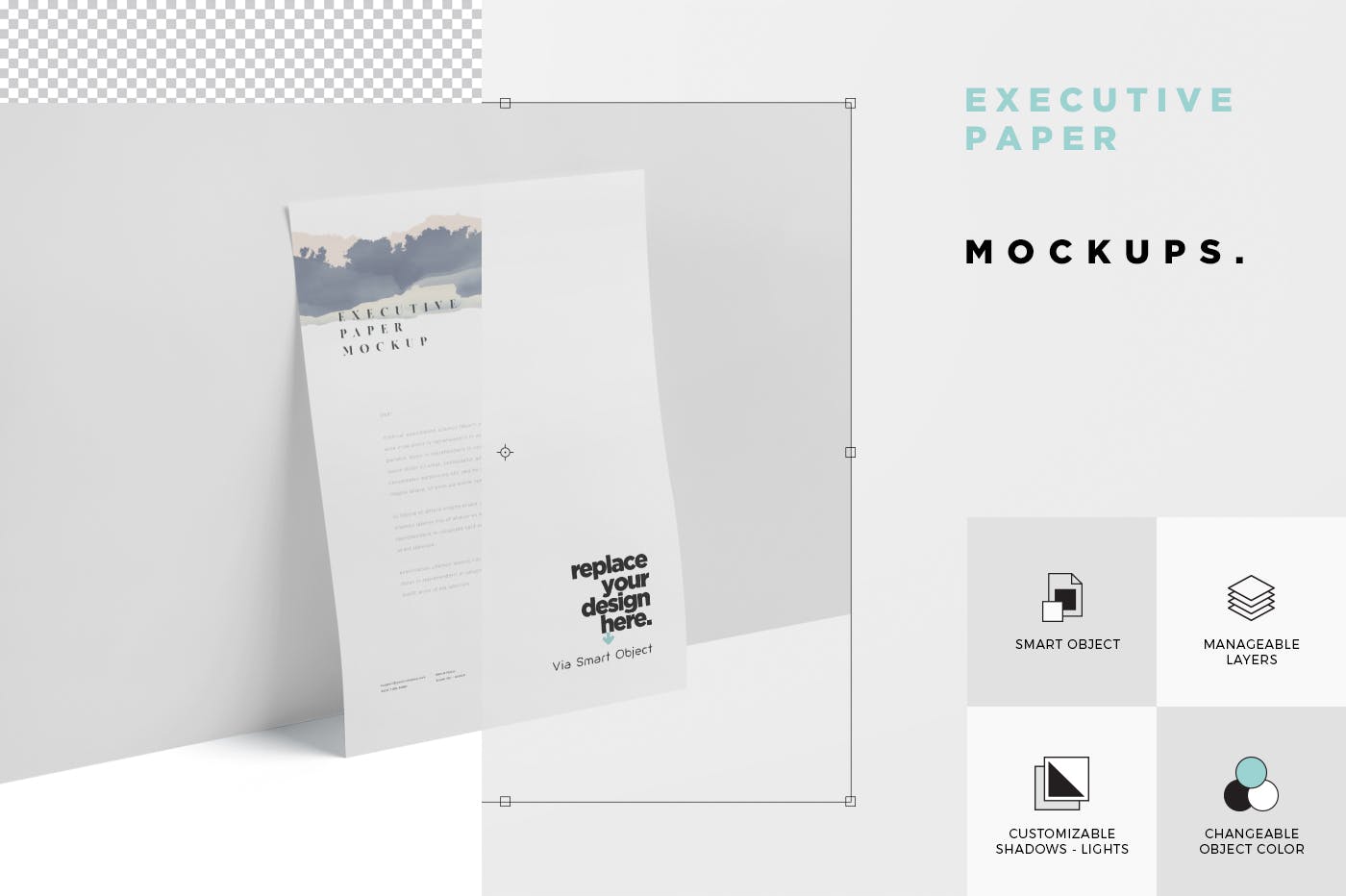 企业宣传单张设计效果图样机普贤居精选 Executive Paper Mockup – 7×10 Inch Size插图(5)