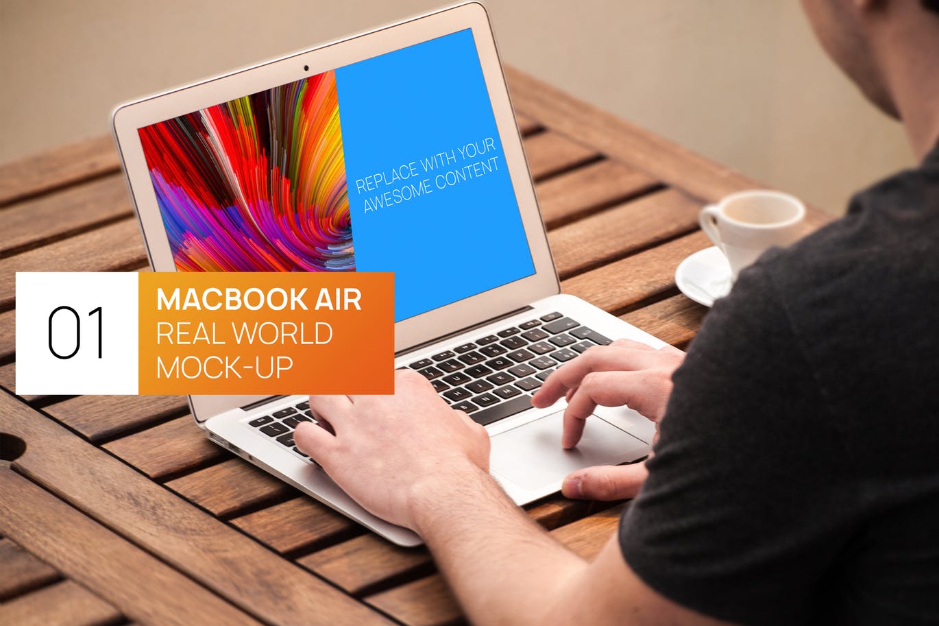 Macbook Air实景使用场景素材库精选样机模板v1 Person Using MacBook Air Real World Photo Mock-up插图