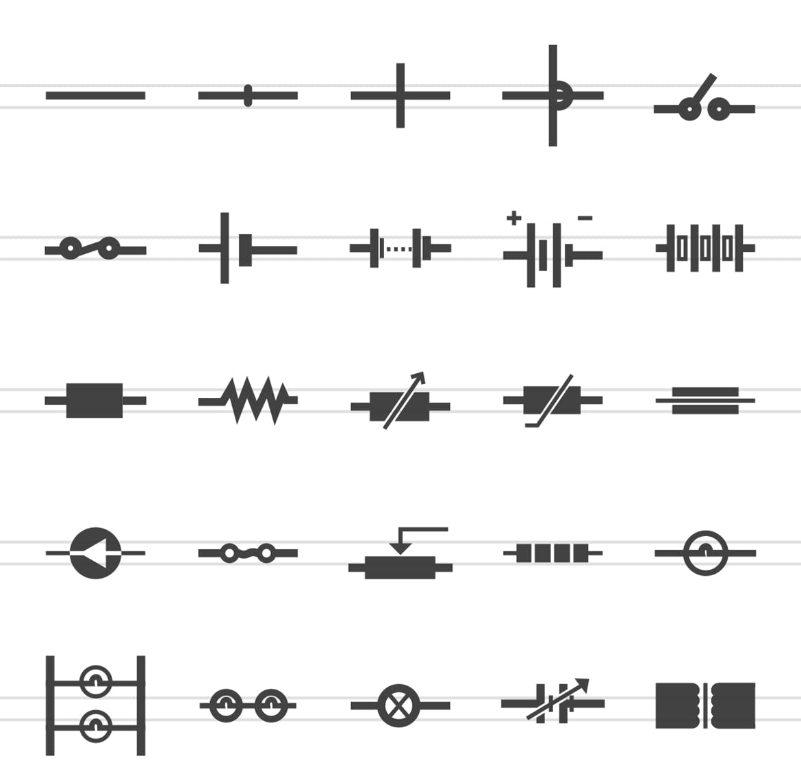 50枚电路线路板主题黑色字体16图库精选图标 50 Electric Circuits Glyph Icons插图(1)