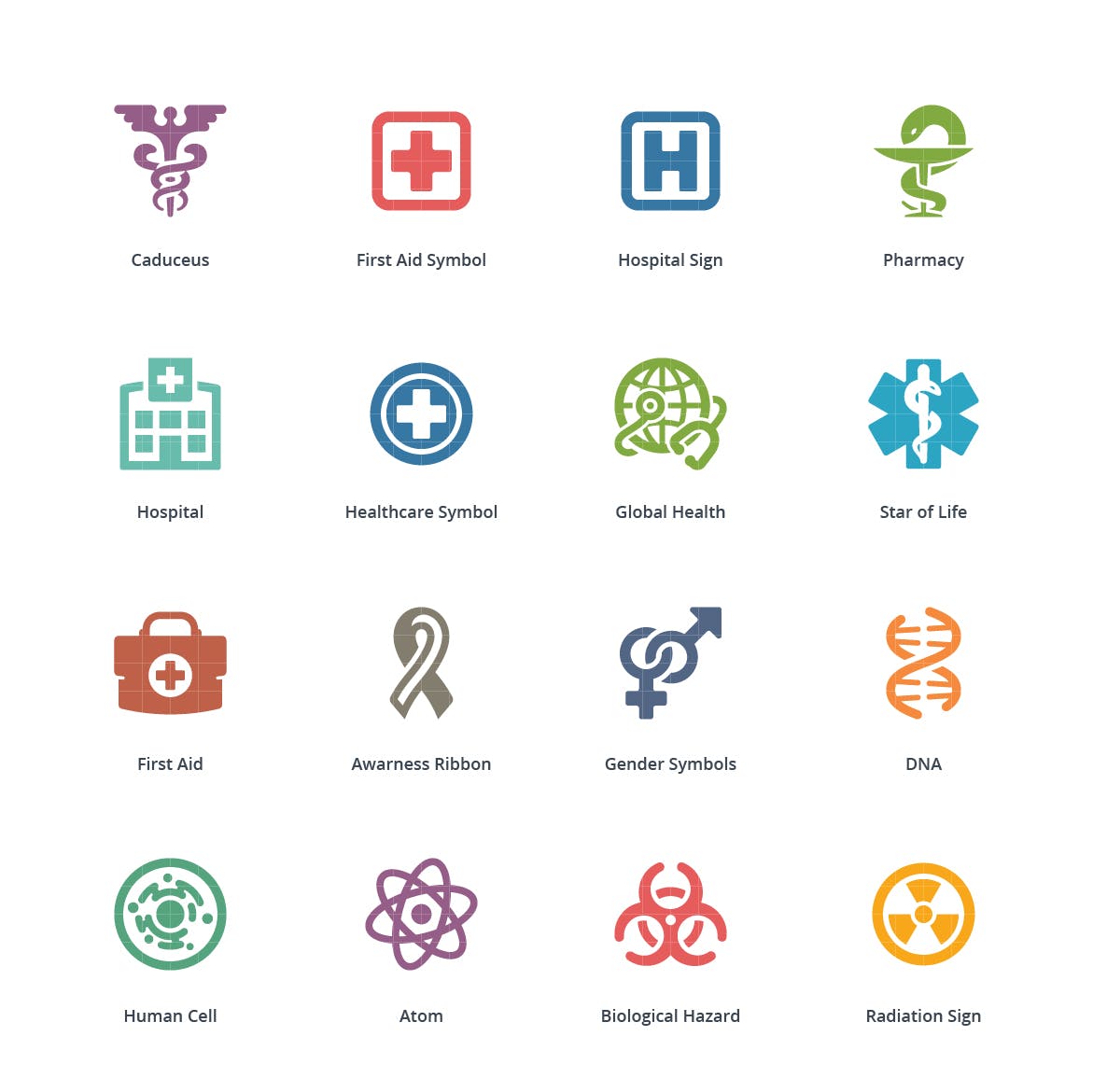 Colored系列-医疗保健主题矢量非凡图库精选图标集v1 Medical & Health Care Icons Set 1 – Colored Series插图(1)