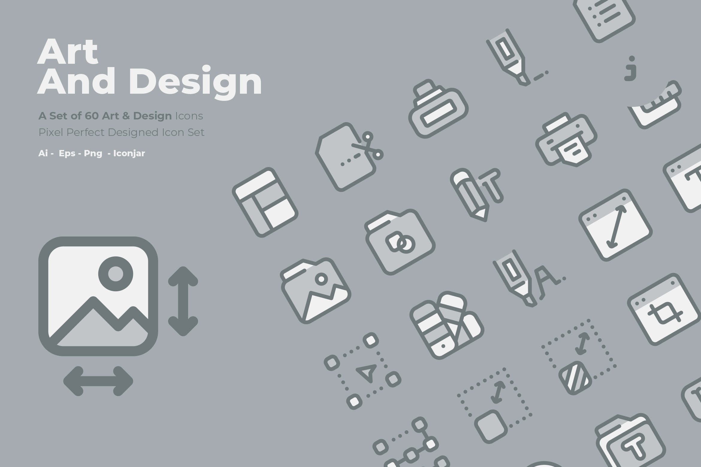 60枚交互设计主题双色调矢量16设计素材网精选图标 60 Art & Design Icons  –  Two Tone Style插图