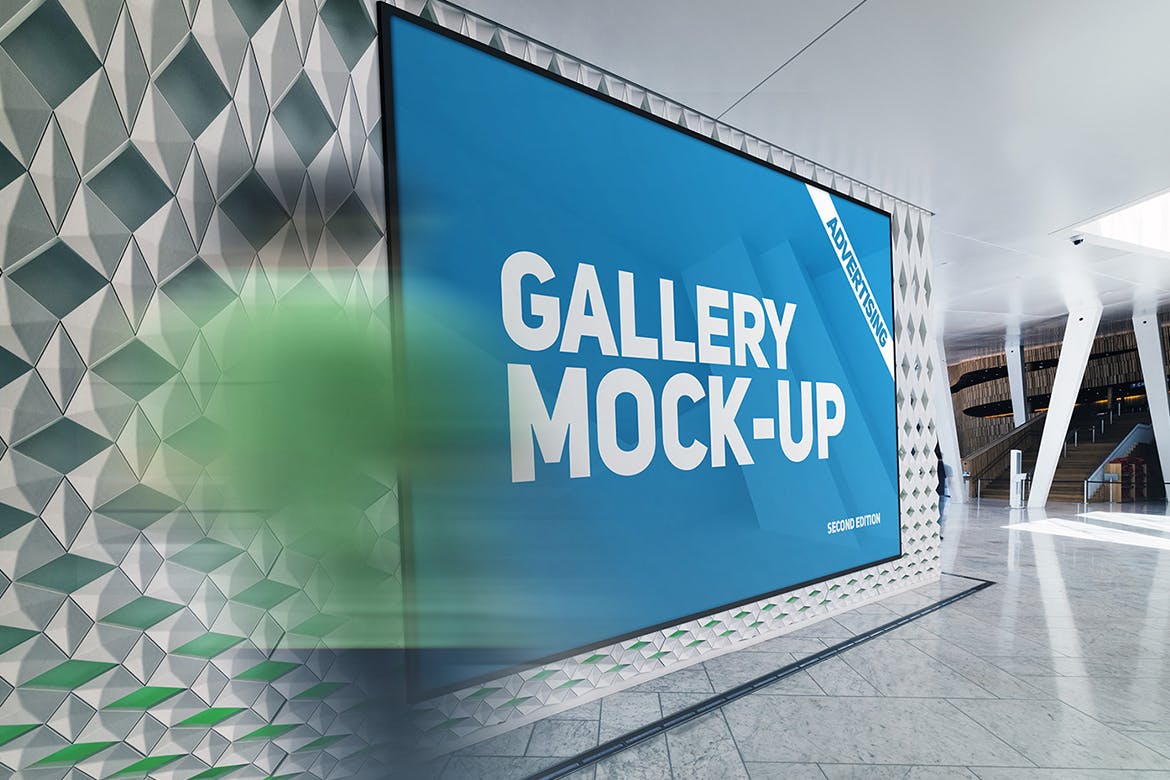 展厅画廊巨幅海报设计图样机素材中国精选模板v3 Gallery Poster Mockup v.3插图