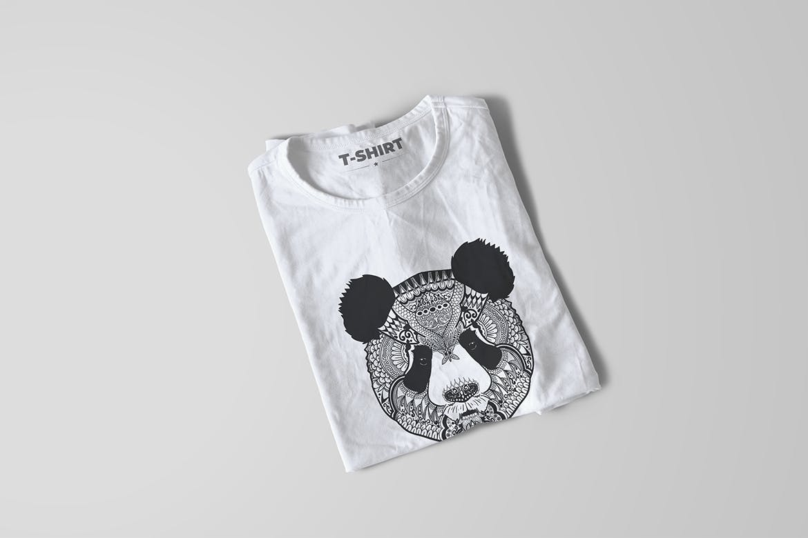 熊猫-曼陀罗花手绘T恤印花图案设计矢量插画素材库精选素材 Panda Mandala T-shirt Design Vector Illustration插图(6)