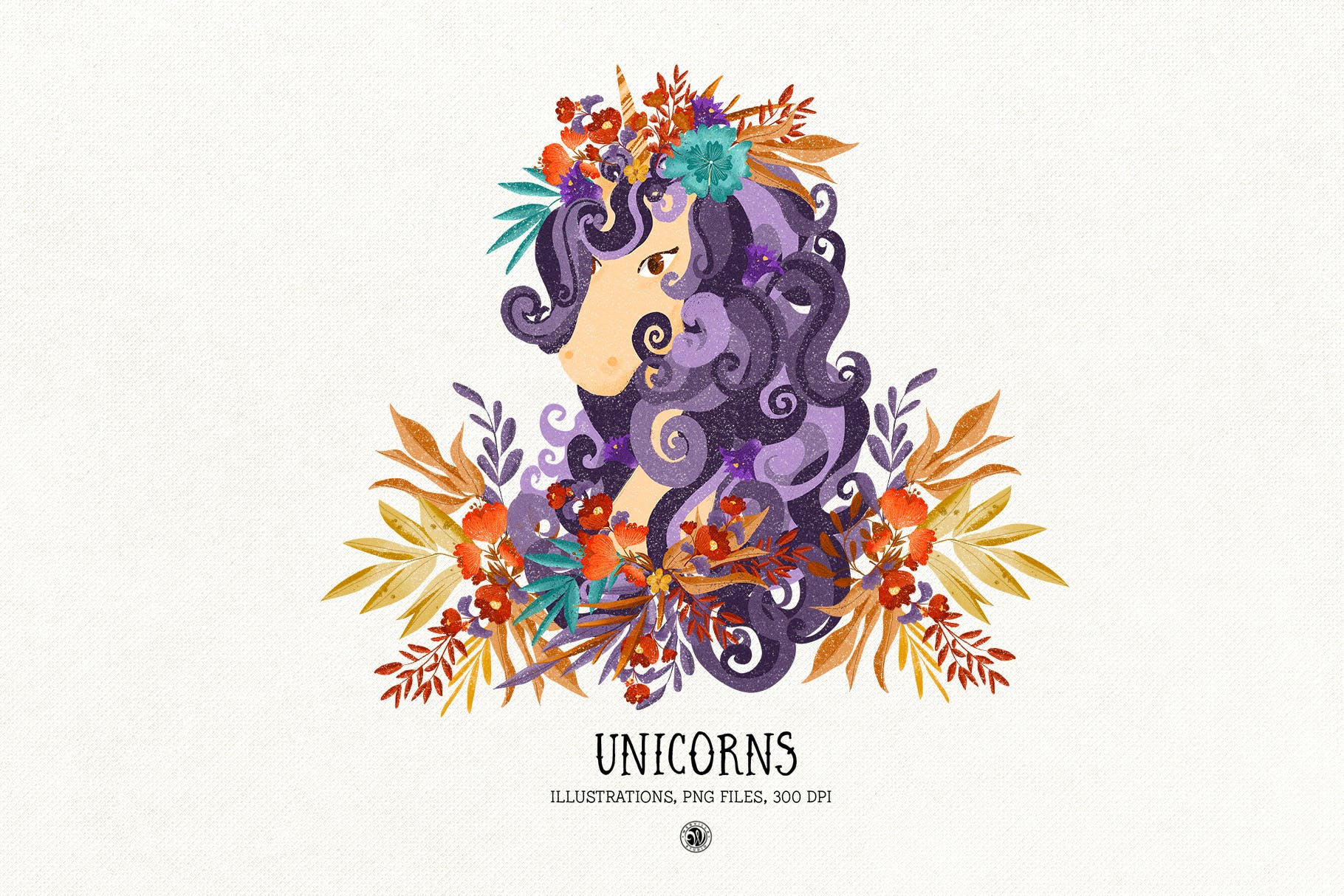 色彩丰富的独角兽16图库精选手绘插画矢量16图库精选PNG素材 Unicorns插图(1)
