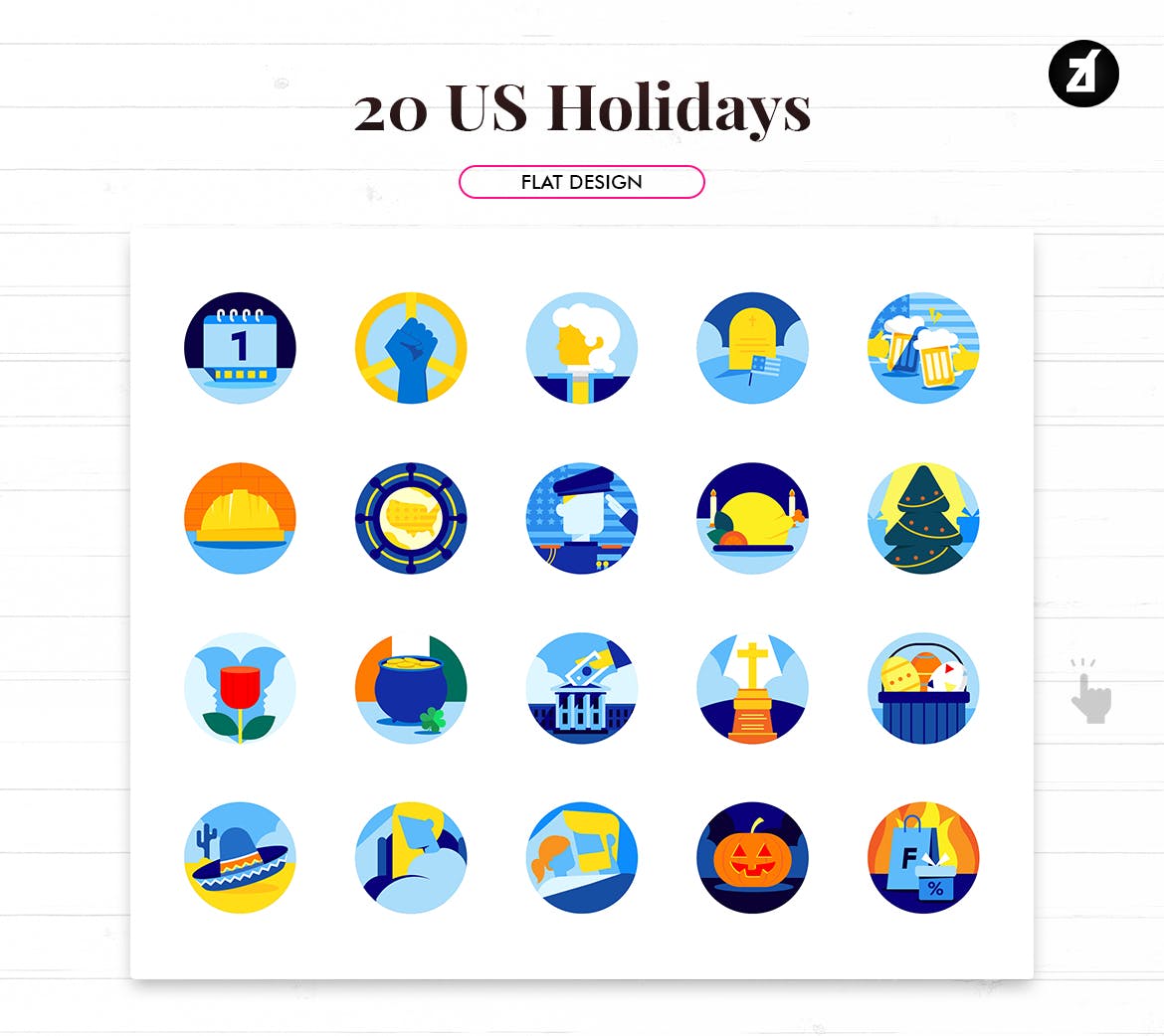 20枚美国历史元素主题素材库精选图标 20 US holiday elements插图(1)