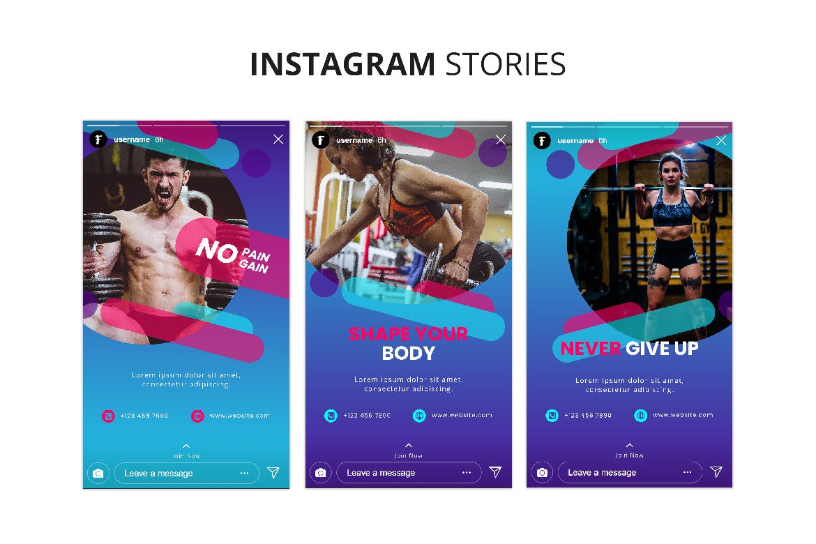 Instagram社交健身品牌营销设计素材 Fitness Instagram Stories插图(2)