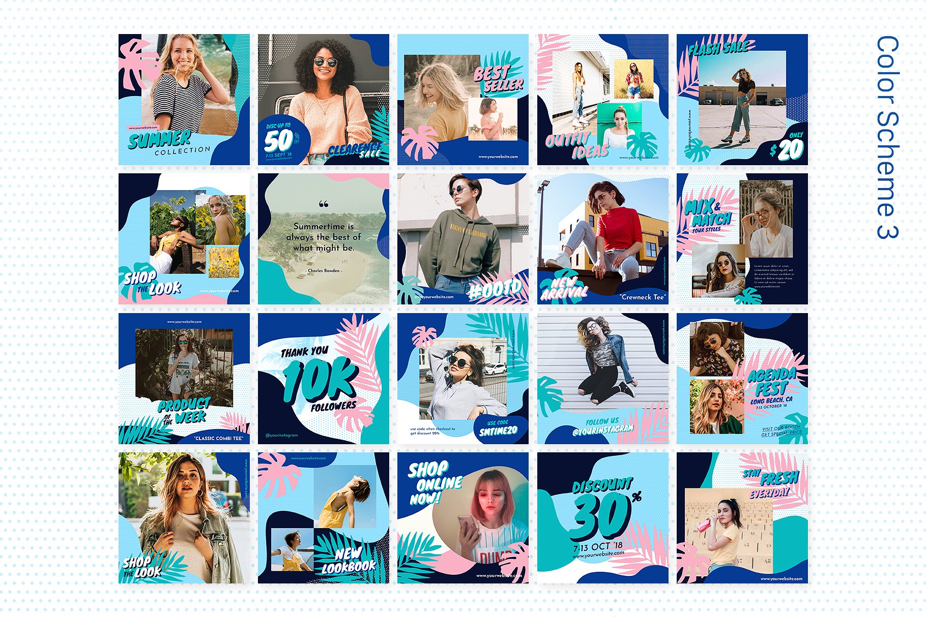 时尚生活方式社交媒体文章贴图模板16设计网精选 Instagram Bundle – Summertime插图(6)