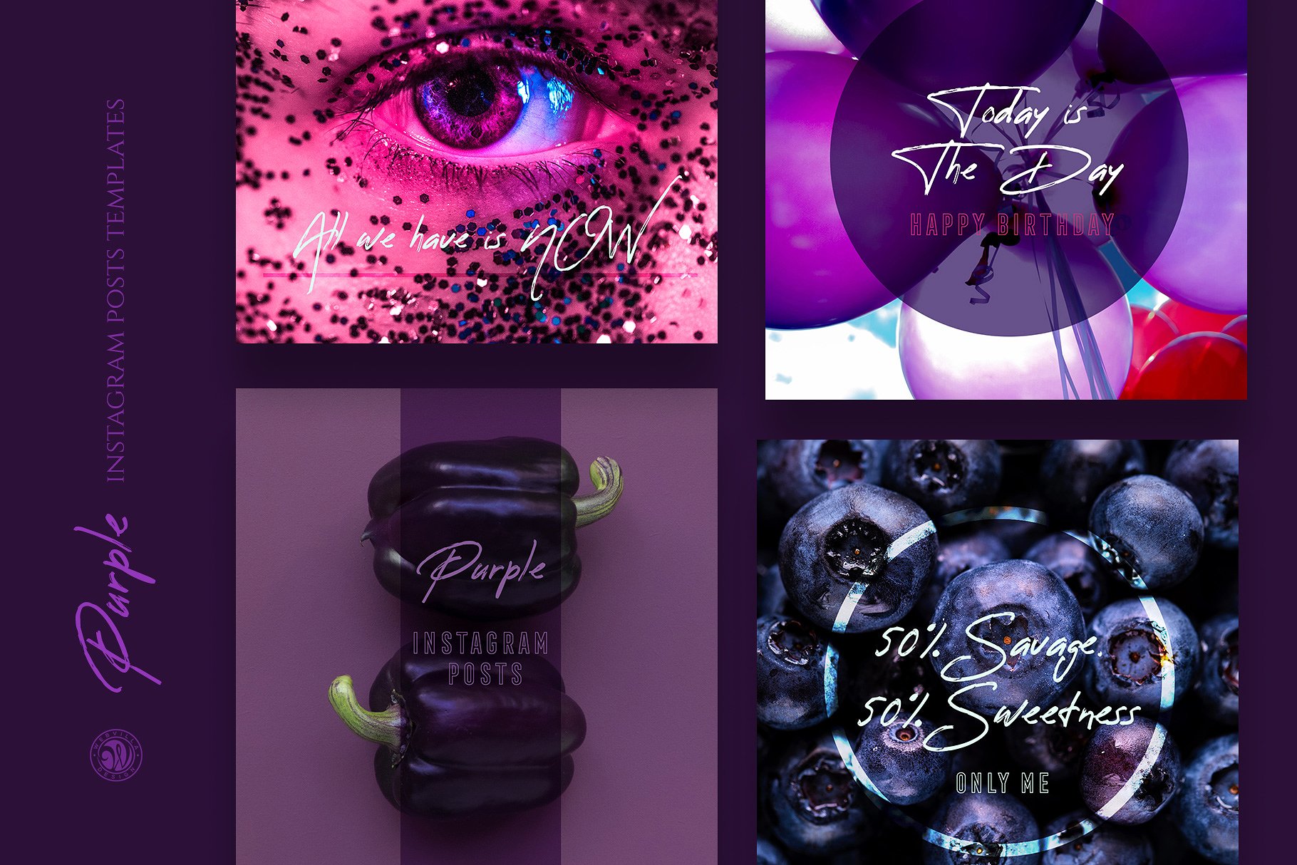 高雅紫色Ins文章贴图模板16设计网精选 Purple Instagram Posts插图(1)