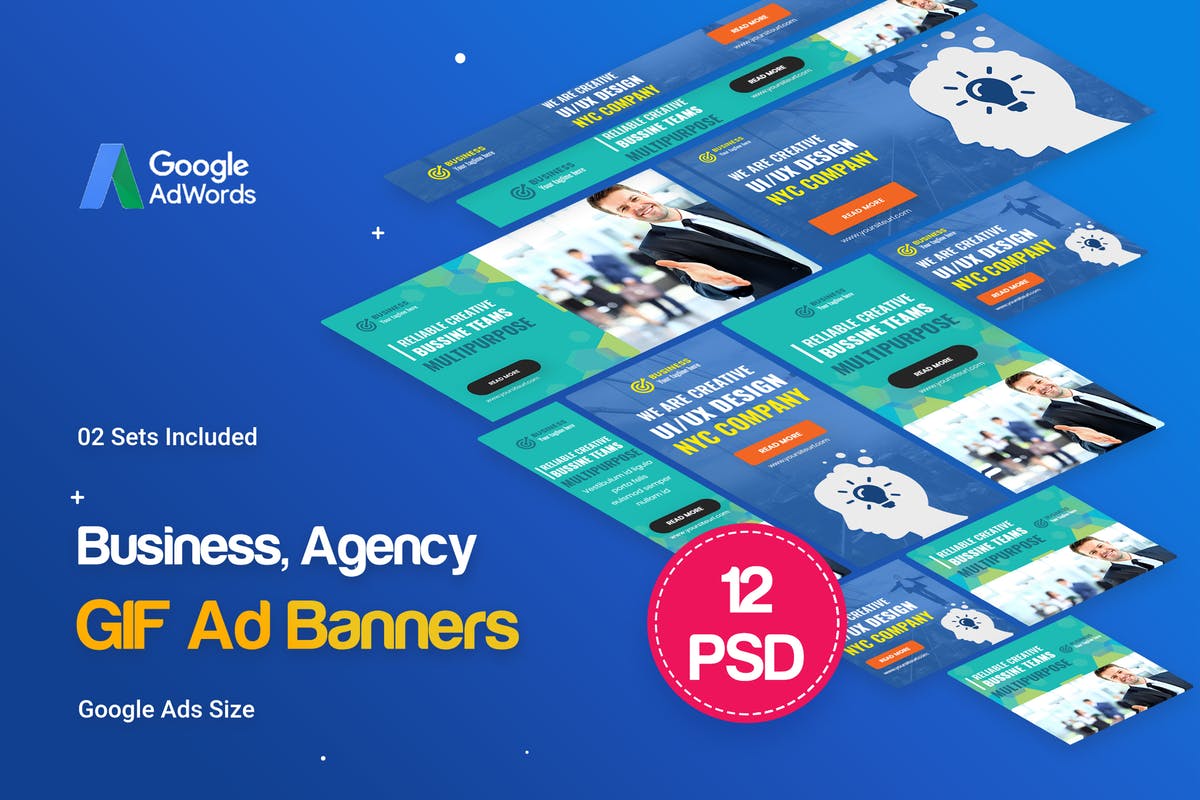 企业商业推广谷歌GIF动画素材库精选广告模板 Animated GIF Business, Agency Banners Ad插图