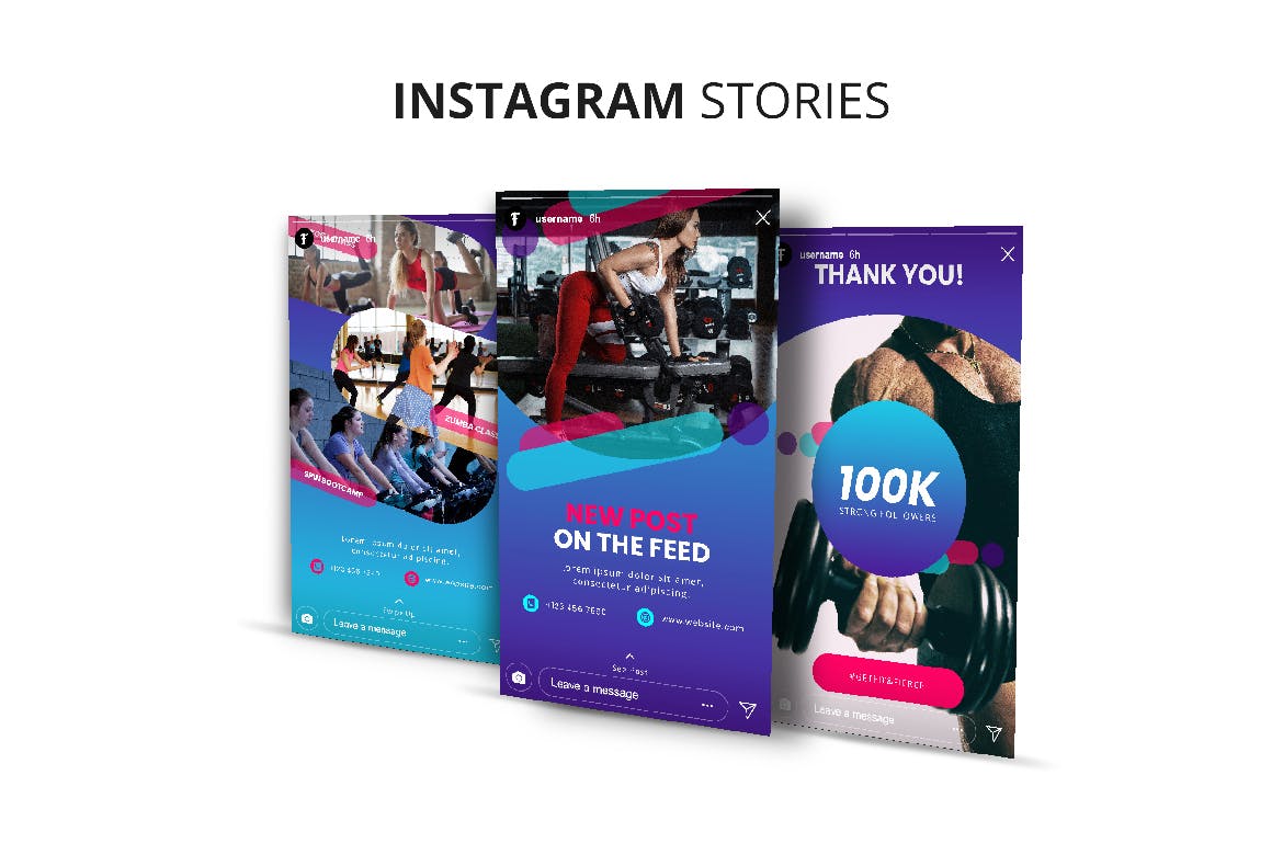Instagram社交健身品牌营销设计素材 Fitness Instagram Stories插图(4)