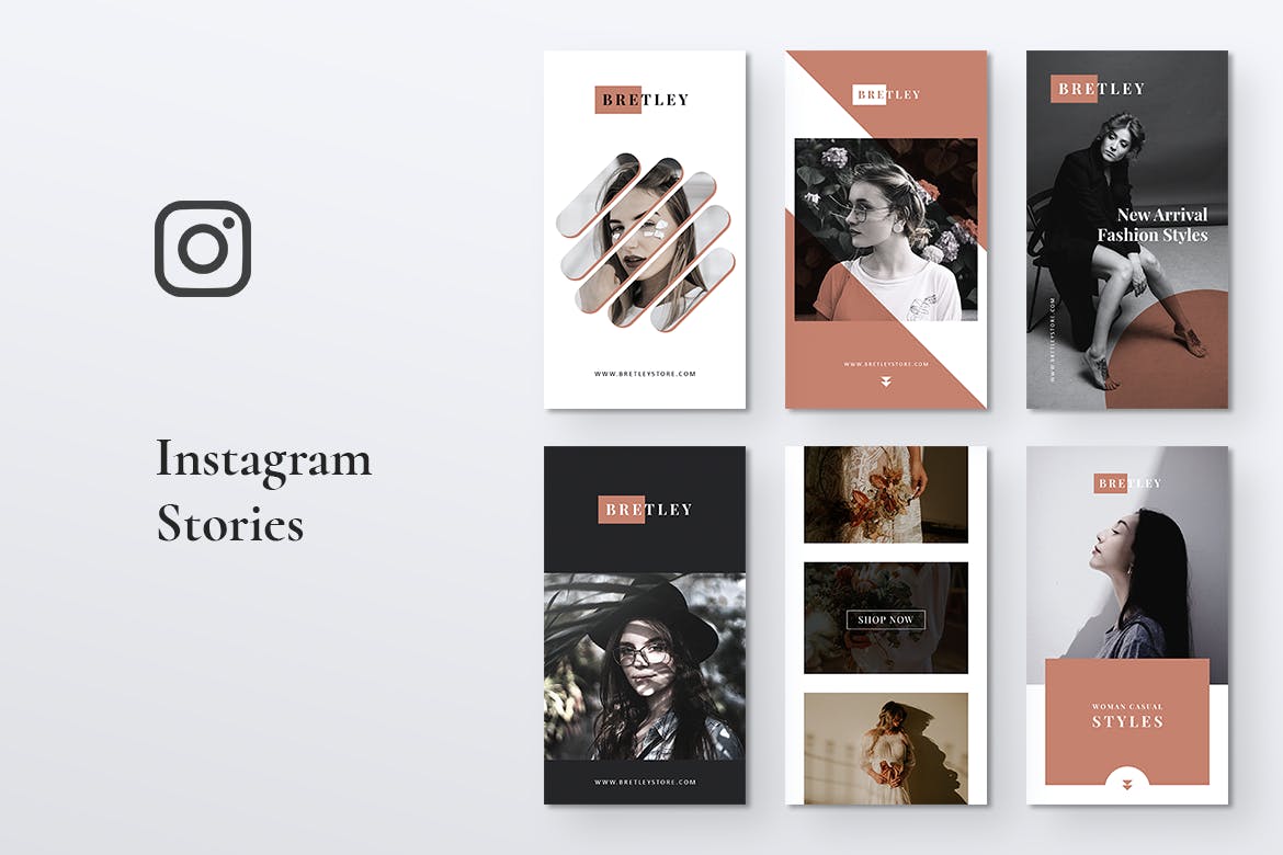10款Instagram社交平台品牌故事设计模板普贤居精选 BRETLEY Fashion Store Instagram Stories插图(2)