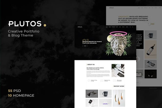 创意设计产品展览博客网站模板16设计网精选 Plutos – Creative Portfolio & Blog Template插图(1)