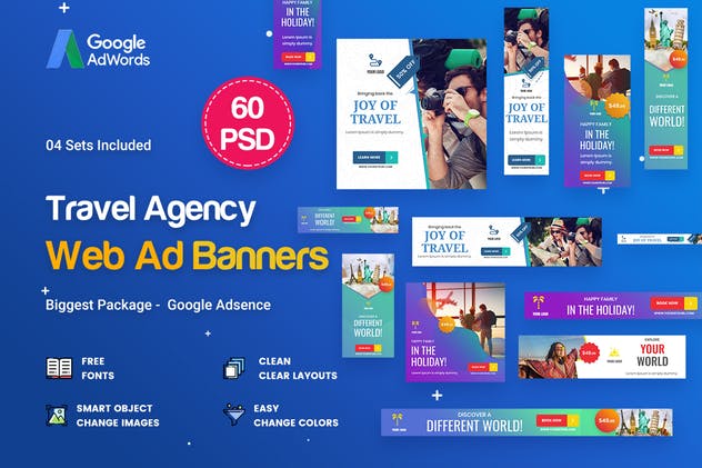 45款旅游旅行代理行业Banner素材库精选广告模板 Travel Agency Banner Ads – 45 PSD [03 Sets]插图(1)
