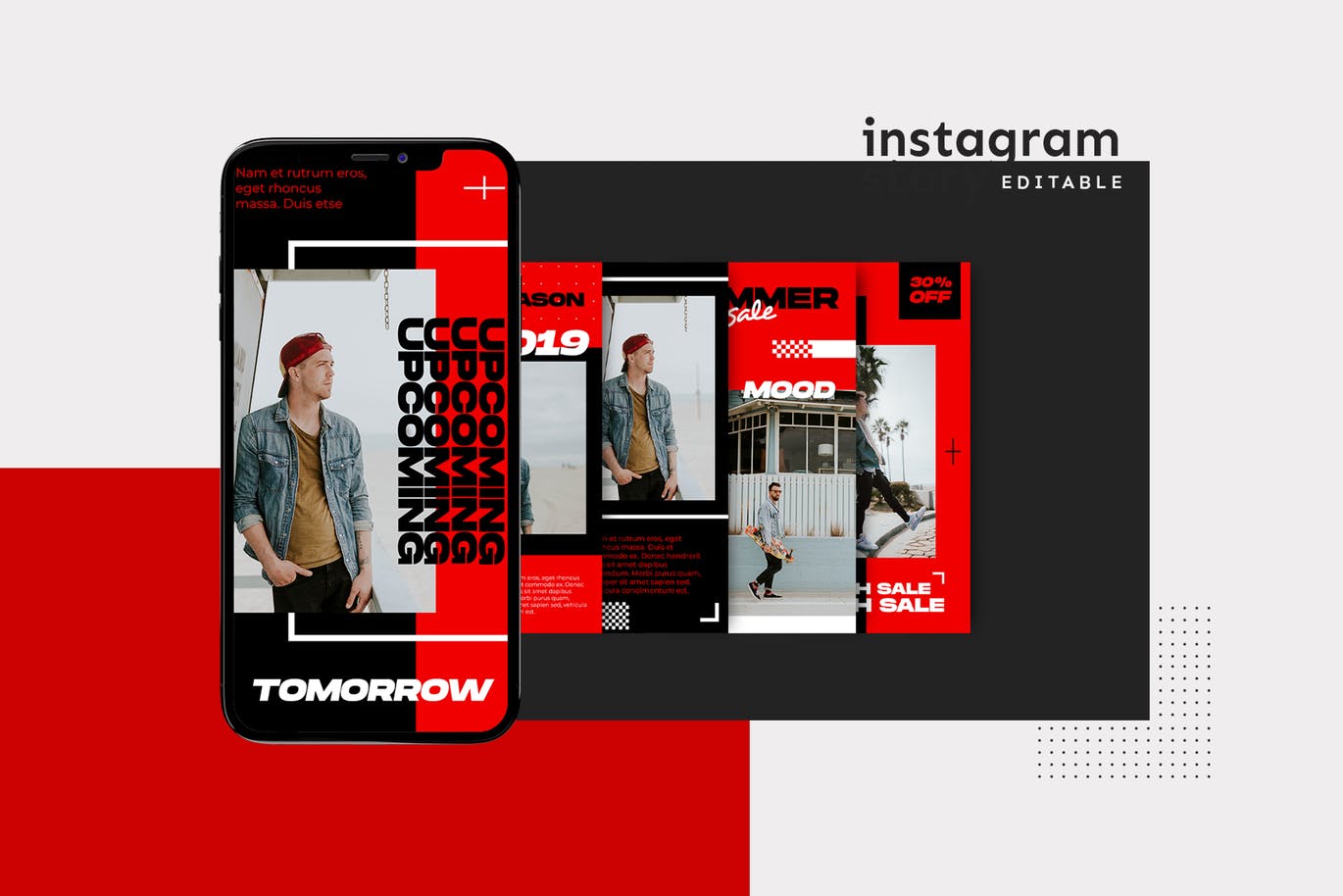 红黑配色风格Instagram社交品牌故事设计素材包 Instagram Story Template插图(1)