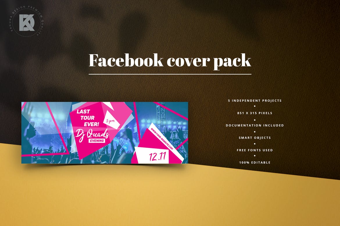 音乐节/音乐演出活动Facebook主页封面设计模板非凡图库精选 Music Facebook Cover Pack插图(1)