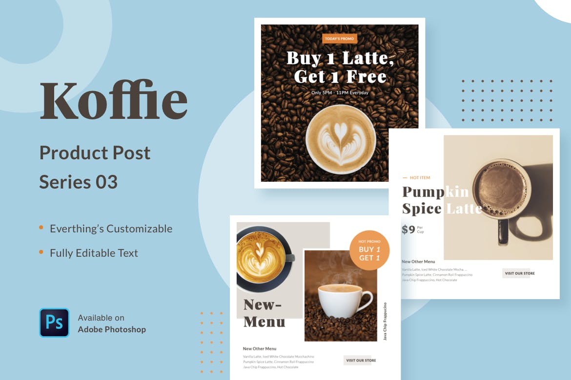 高端咖啡品牌广告设计PSD模板v03 Koffie Product – Series 03插图(1)