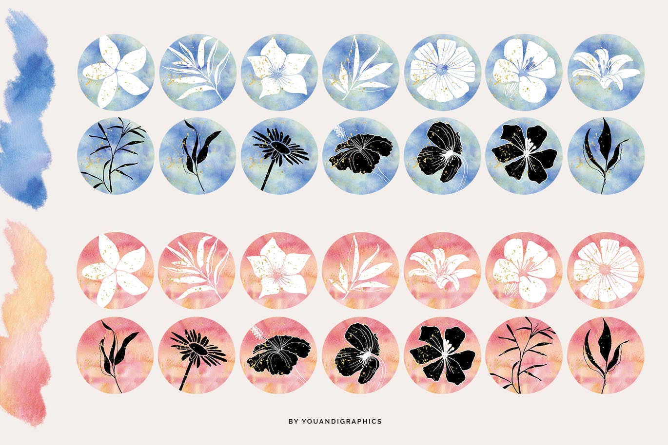 112个创意水彩花卉Instagram社交封面设计素材 Floral Instagram Highlight Covers插图(8)