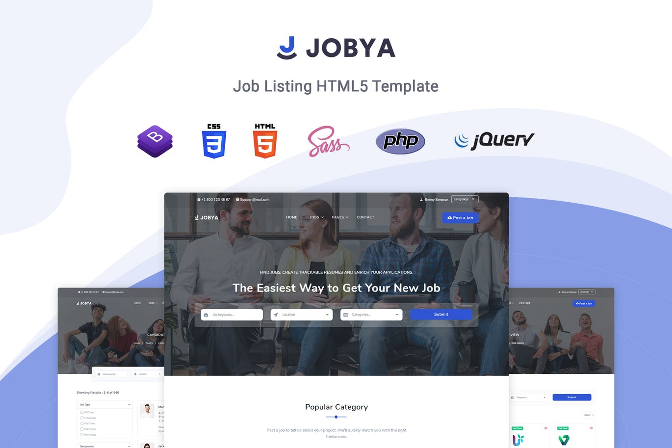 招聘网站/猎头网站设计HTML5模板16图库精选 Jobya – Job Listing HTML5 Template插图