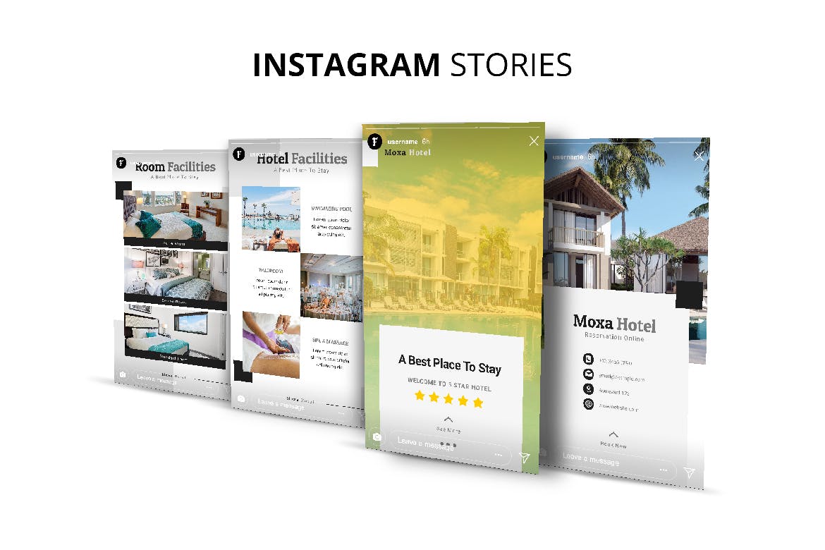酒店品牌社交媒体平台推广设计素材包 Moxa Hotel Social Media Kit插图(5)