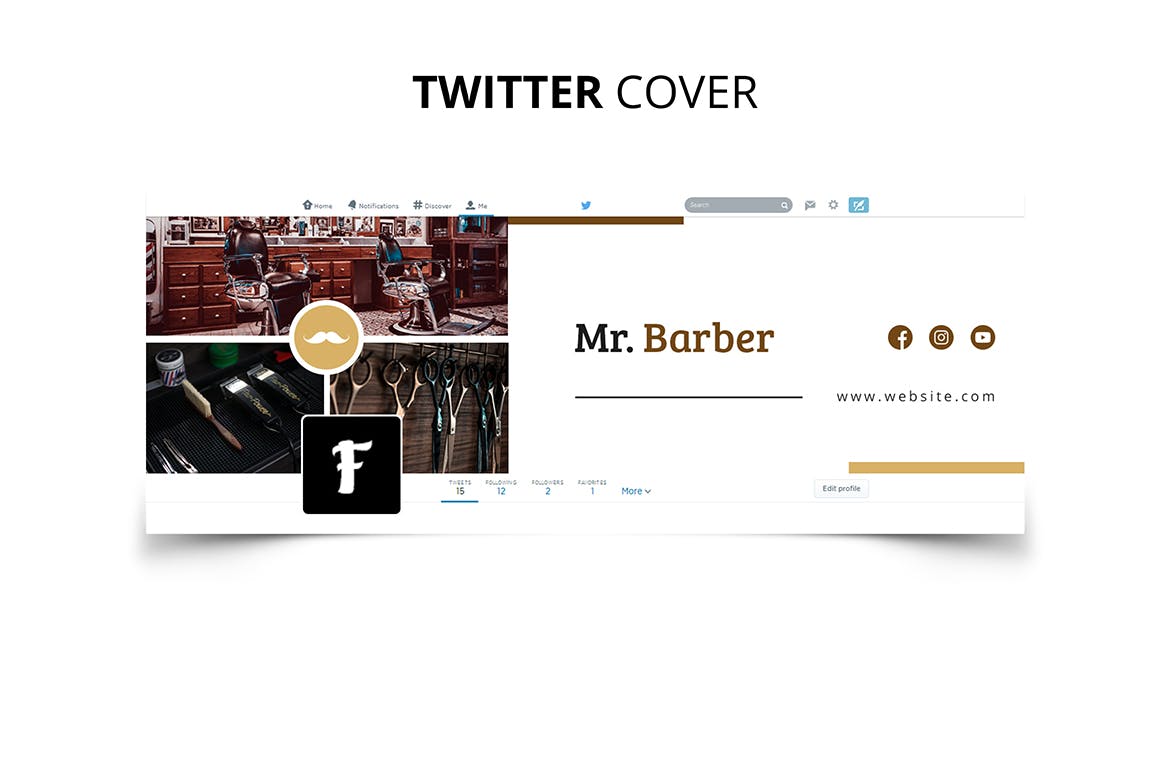 发型设计工作室社交推广设计素材包 Mr Barber Barbershop Social Media Kit插图(10)
