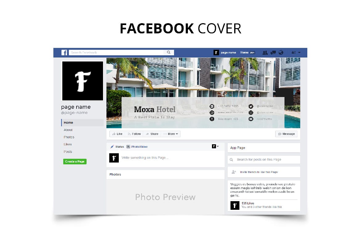 酒店品牌社交媒体平台推广设计素材包 Moxa Hotel Social Media Kit插图(1)