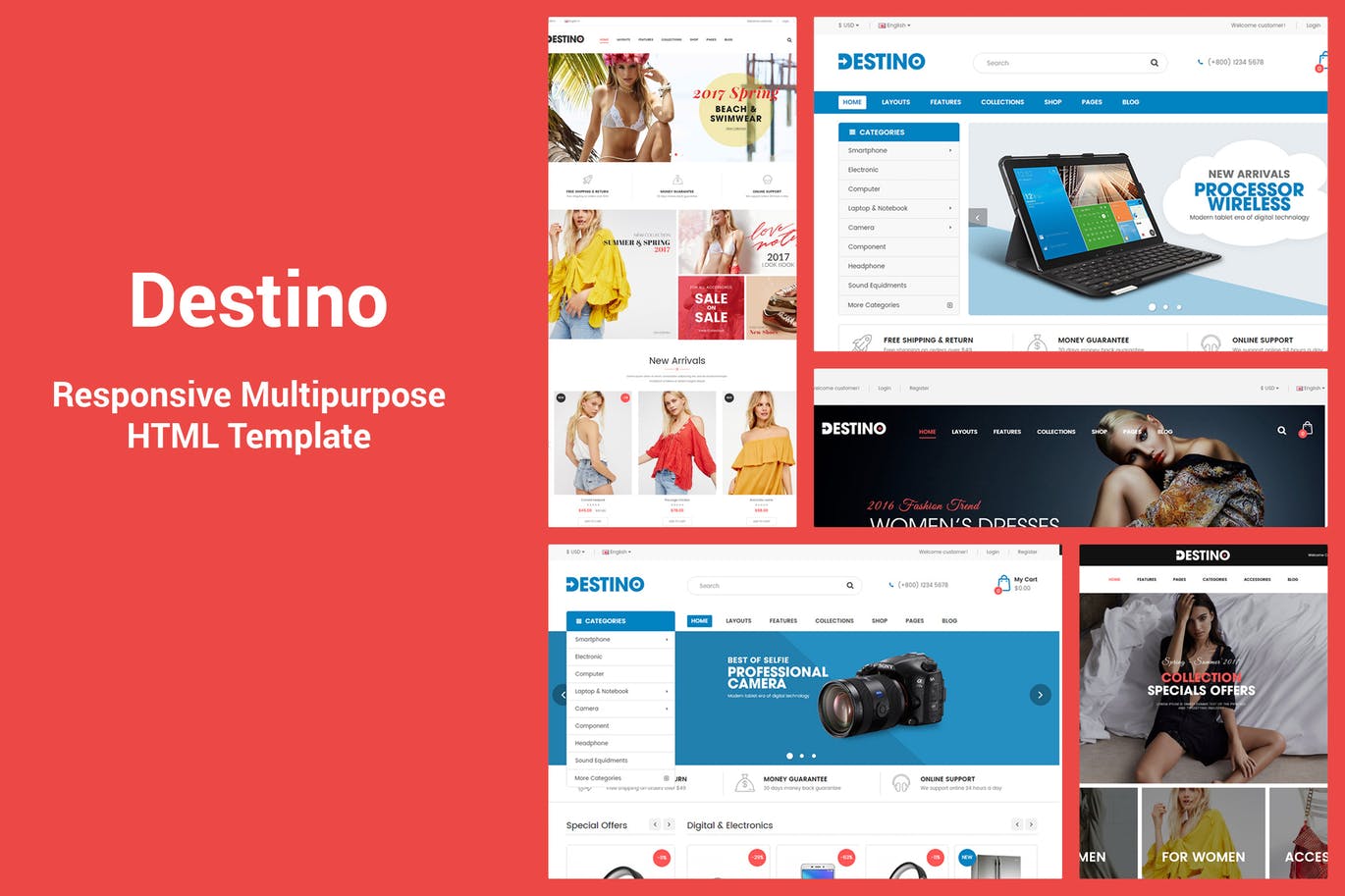 响应式设计多用途网上商城HTML模板素材库精选 Destino – Responsive & MultiPurpose HTML5 Template插图
