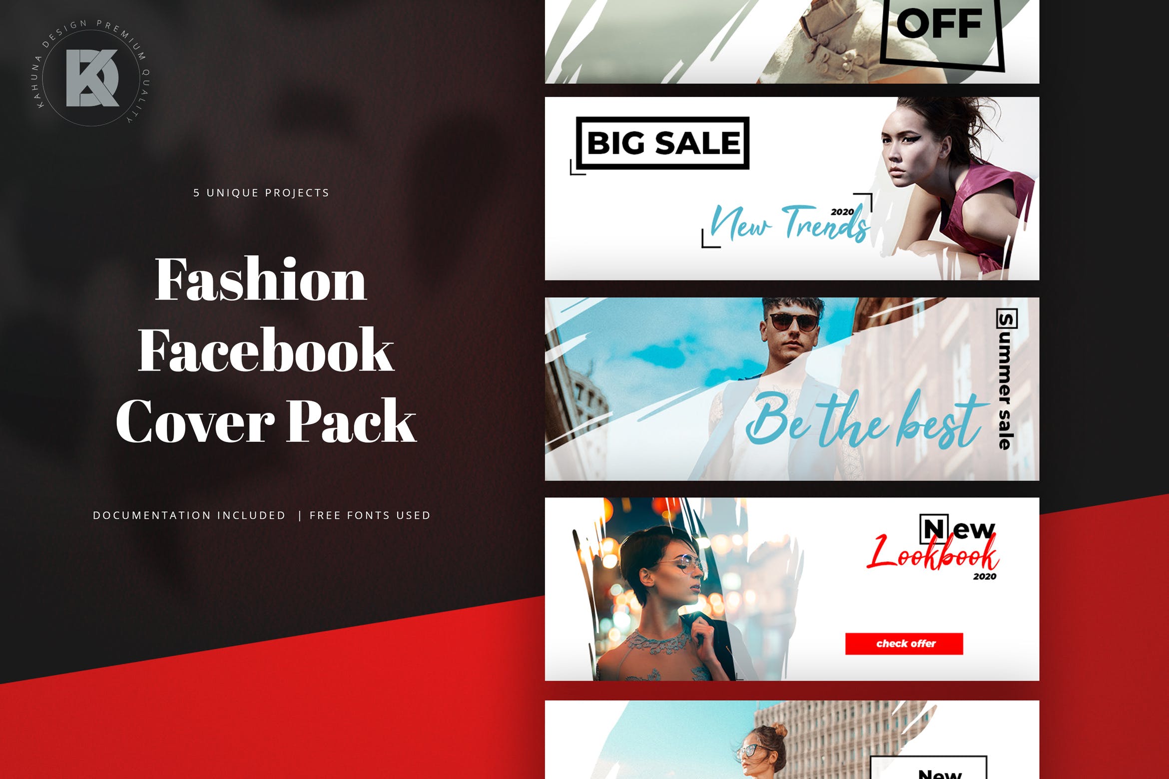 时尚品牌Facebook封面设计模板素材库精选 Fashion Facebook Cover Pack插图