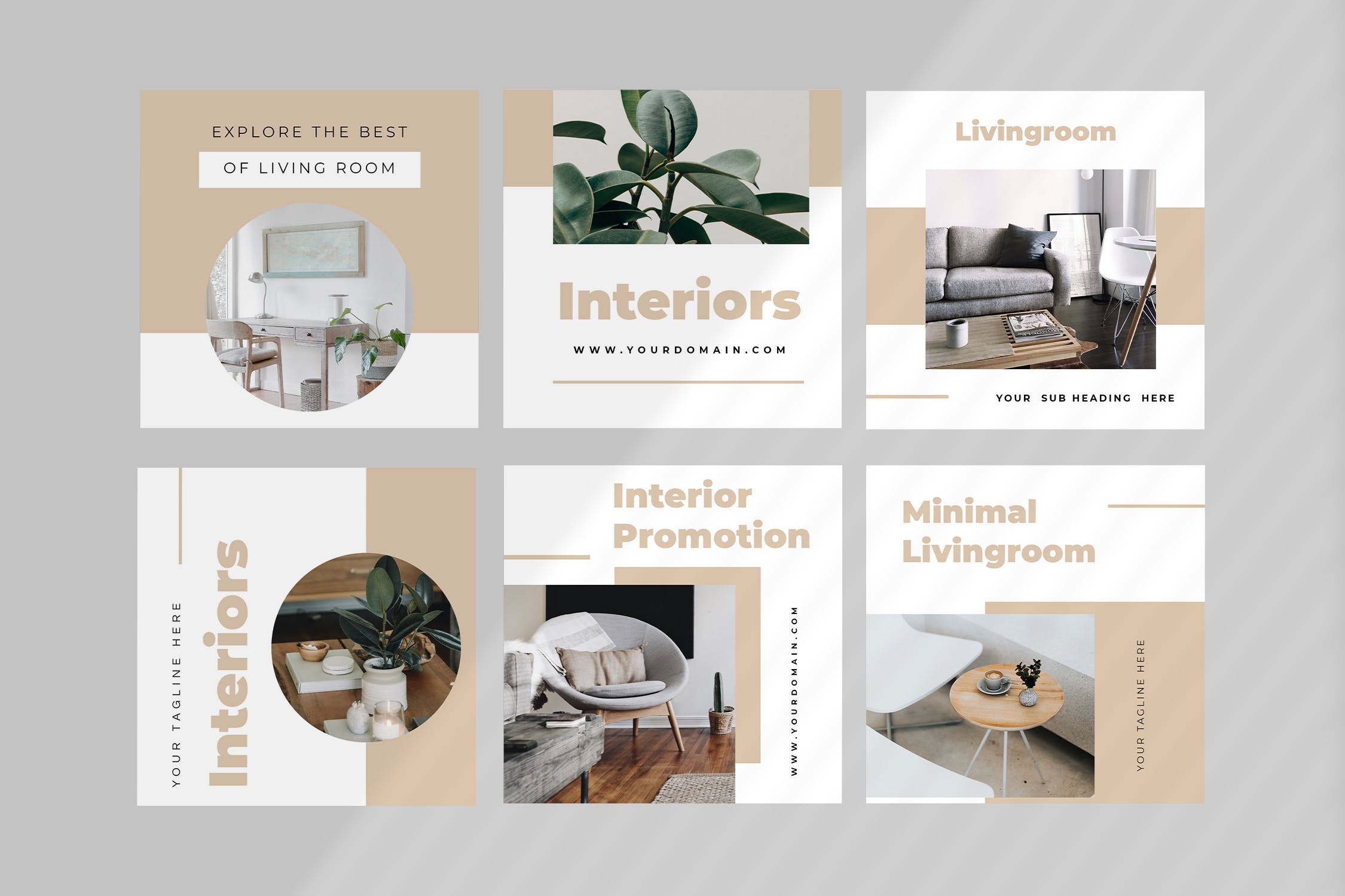 室内设计&现代家具品牌社交推广设计素材 Four – Interior Social Media Kit插图(2)