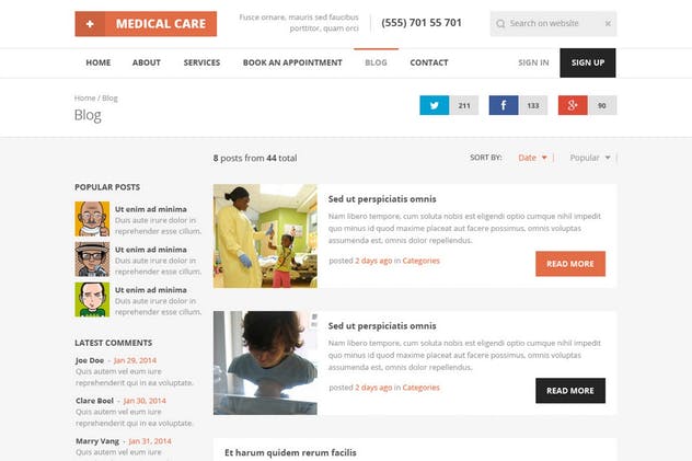 医疗保健医学主题网站设计PSD模板素材库精选 Medical Care – Medical PSD Template插图(11)
