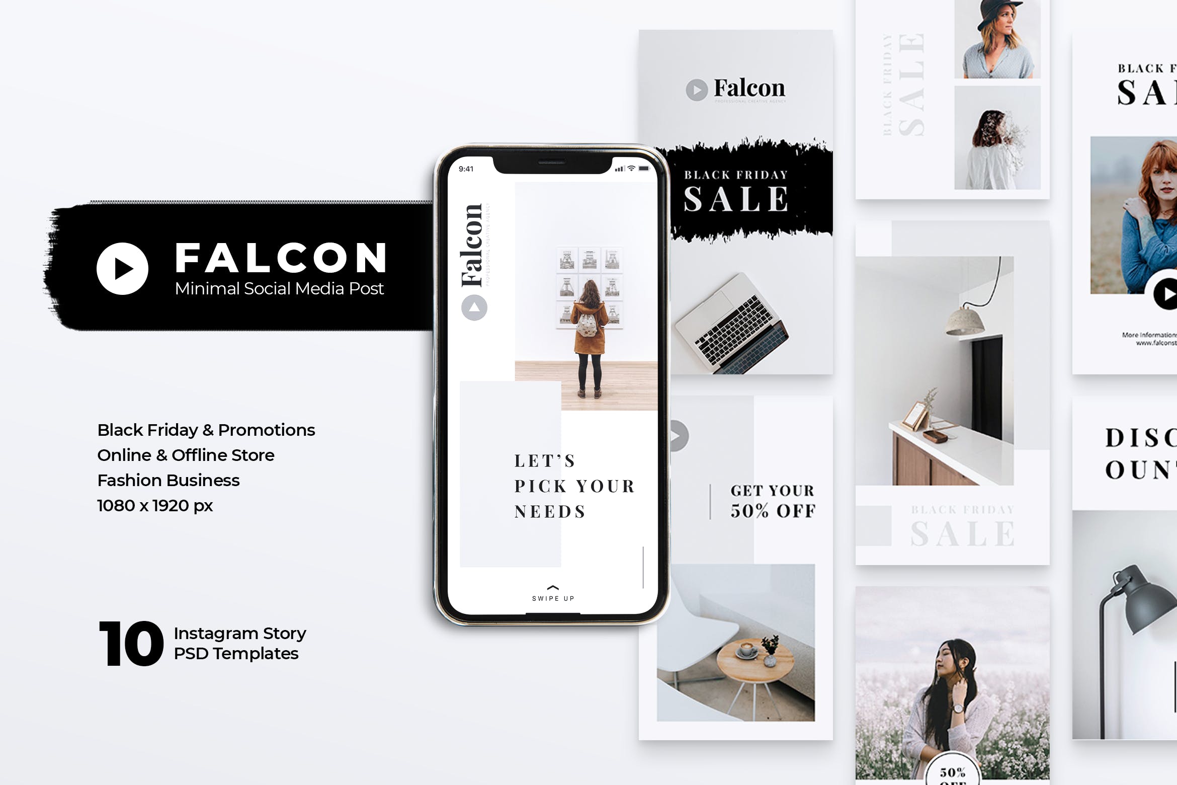 创意设计代理Instagram品牌推广设计模板素材库精选 FALCON Creative Agency Instagram Stories插图
