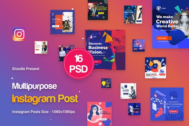 社交创意贴图Instagram品牌广告模板 Instagram Posts Multipurpose, Business Ad插图(1)