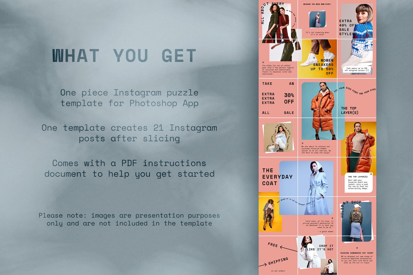 Instagram社交平台拼图设计风格设计素材包 Instagram Fashion Puzzle插图(1)