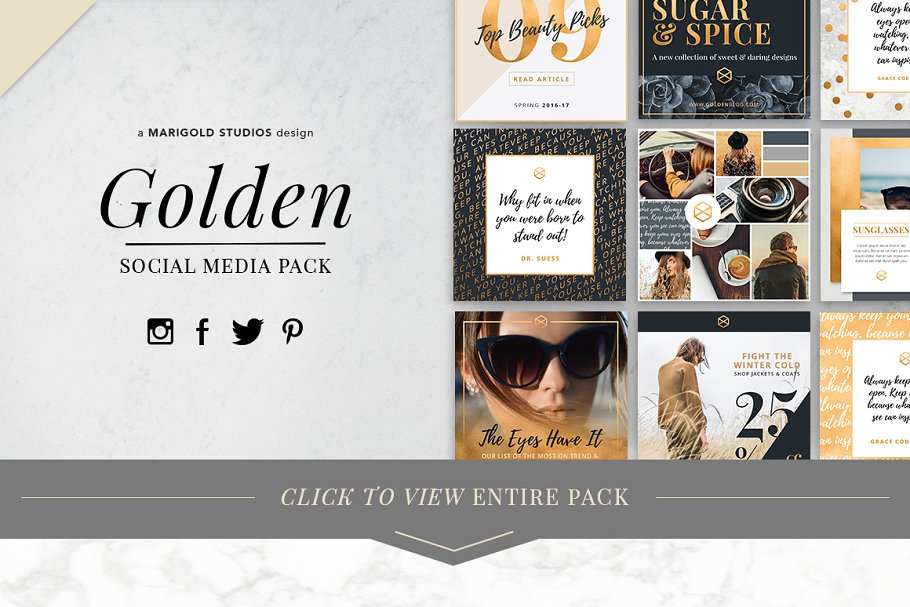 时尚生活主题社交媒体设计素材包 GOLDEN | Social Media Pack插图(10)