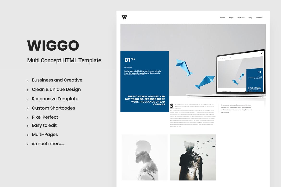 广告代理商/杂志/个人博客网站设计适用的HTML模板素材中国精选 Wiggo – Multi Concept HTML Template插图(1)