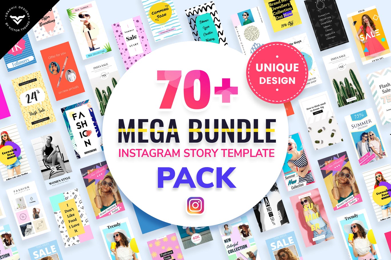 70+Instagram社交网站品牌推广广告设计模板16设计网精选合集 Instagram Stories Mega Bundle Templates插图