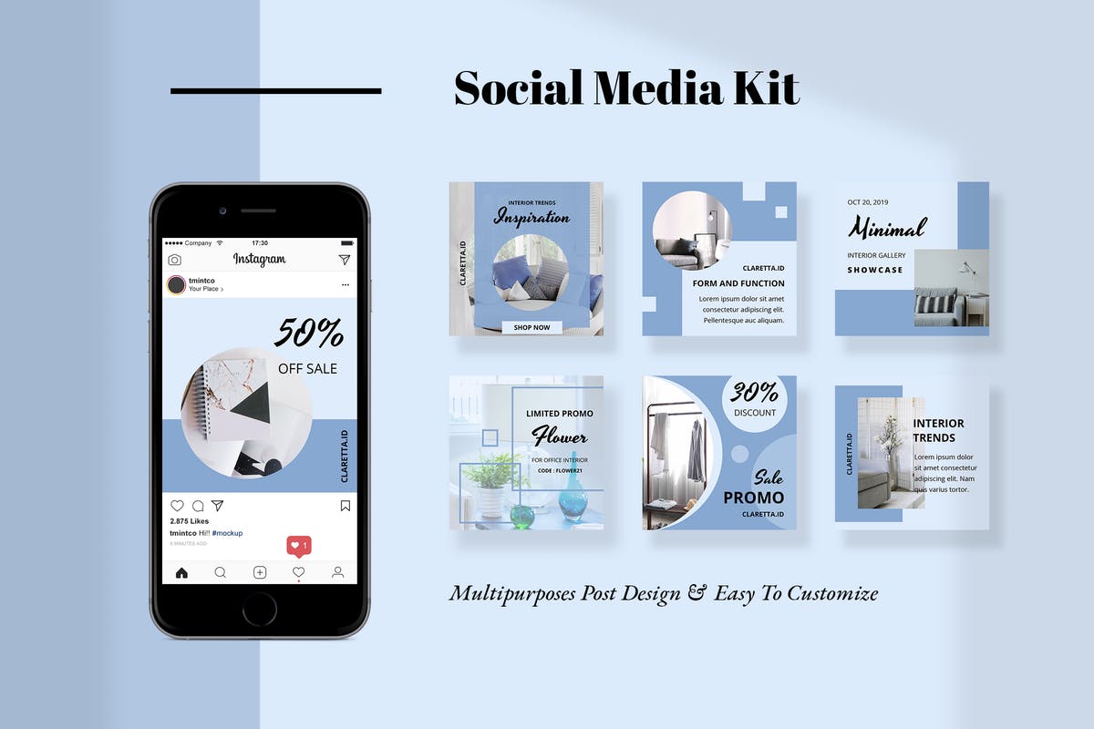 社交媒体新媒体促销16设计网精选广告模板集 Claretta – Social Media Kit插图