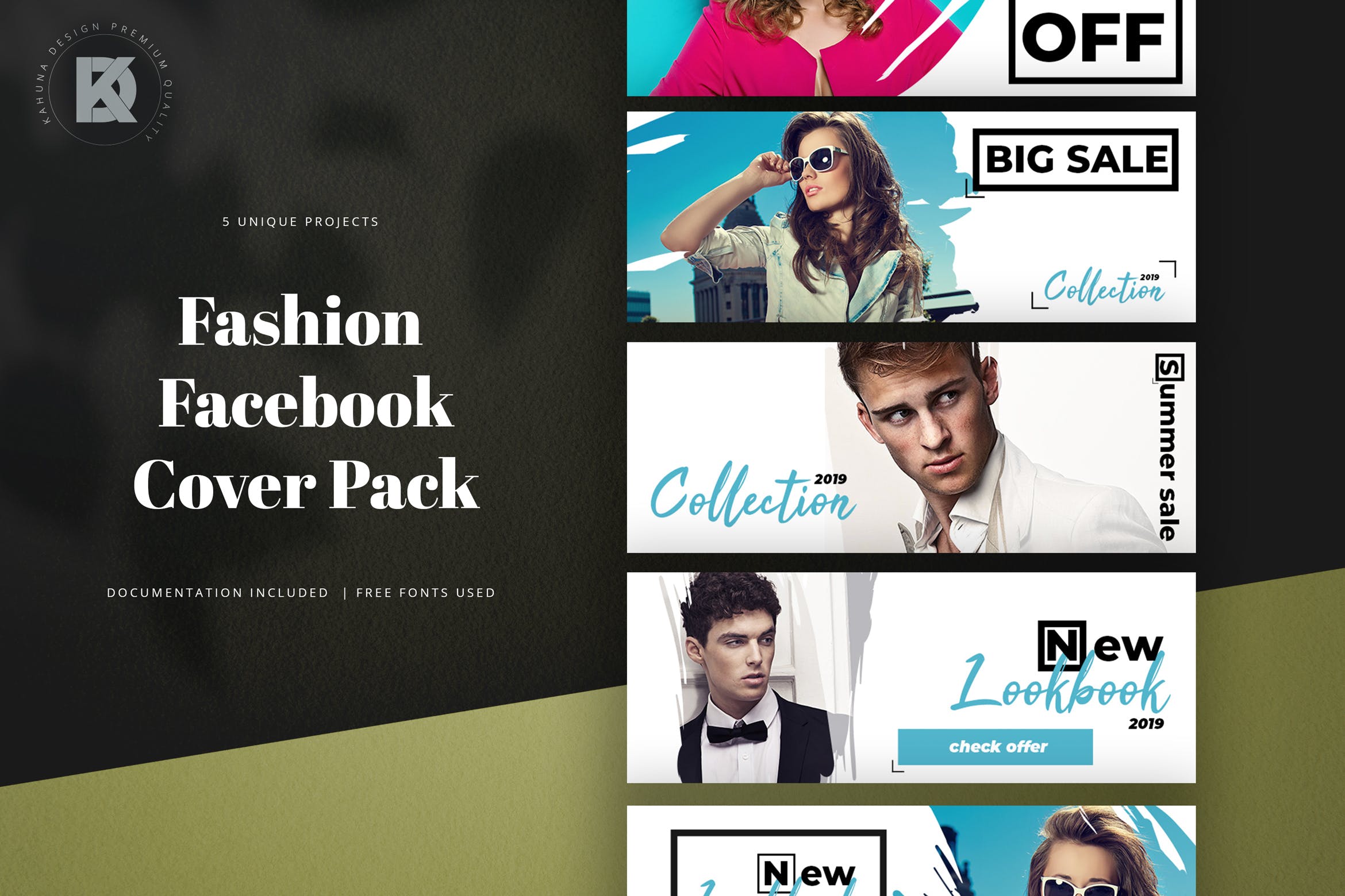 时装品牌Facebook社交推广封面设计模板素材库精选 Fashion Facebook Cover Kit插图