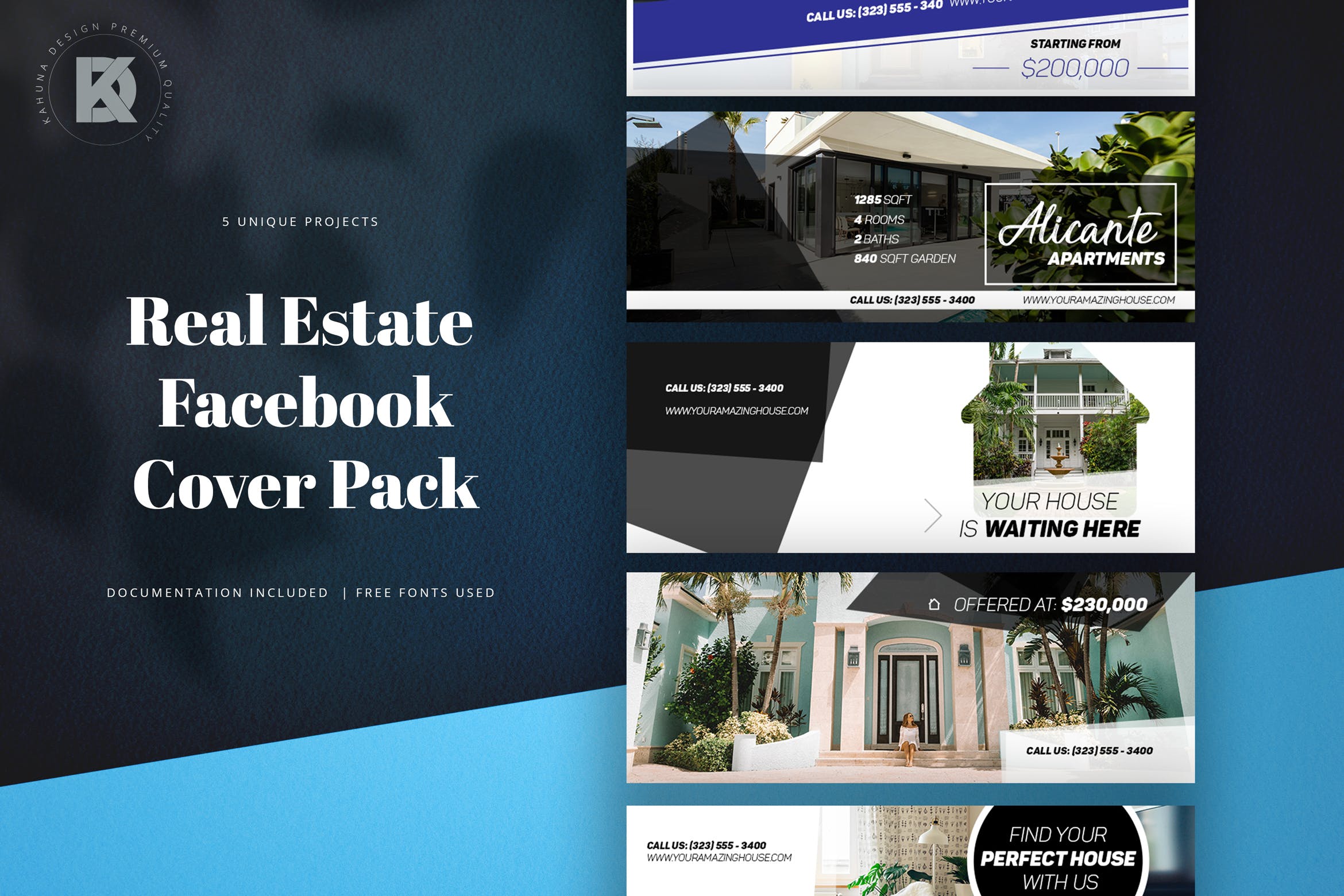 房地产商社交推广Facebook主页封面设计模板素材库精选 Real Estate Facebook Cover插图